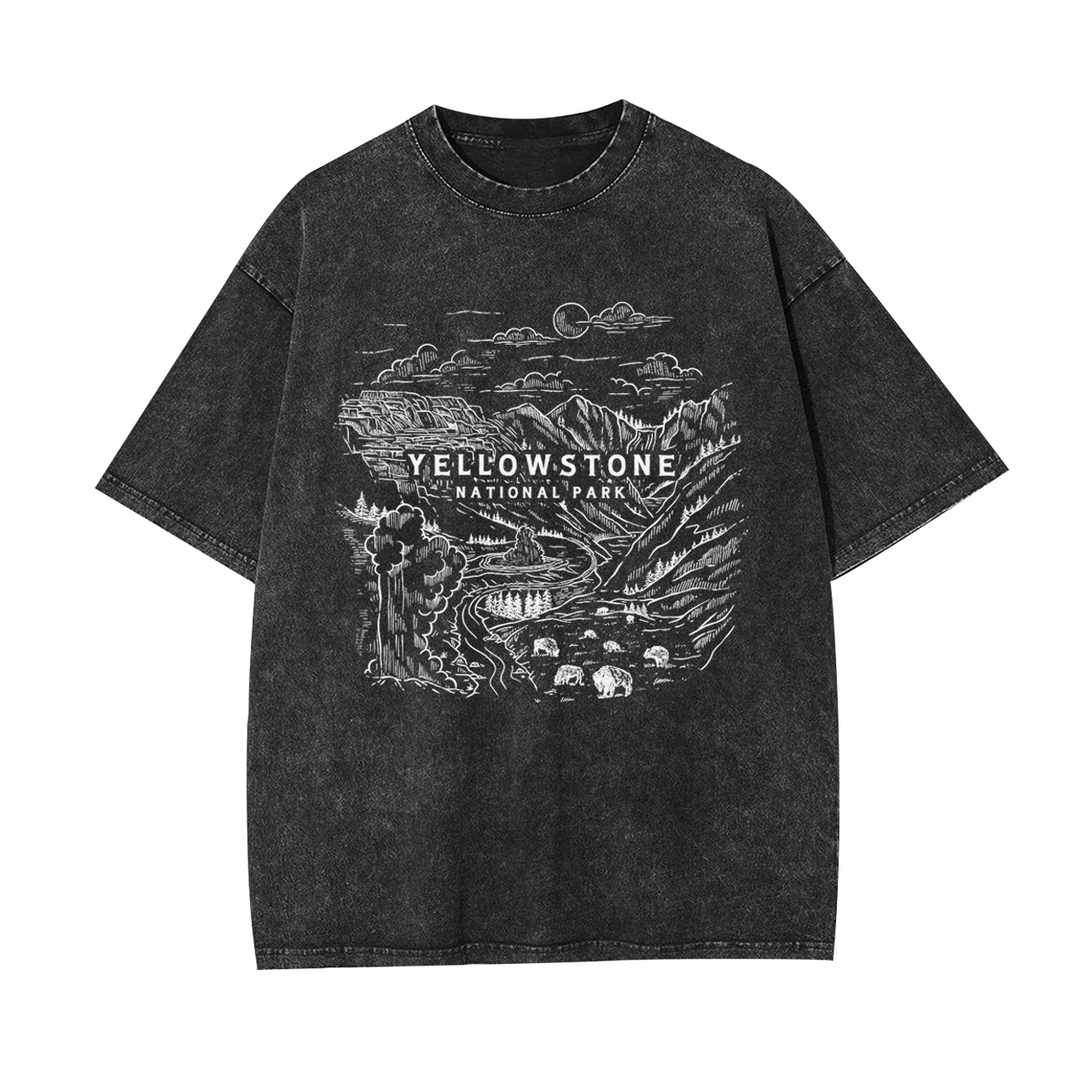Aerial photography of Yellowstone National Park Garment-dye Tees