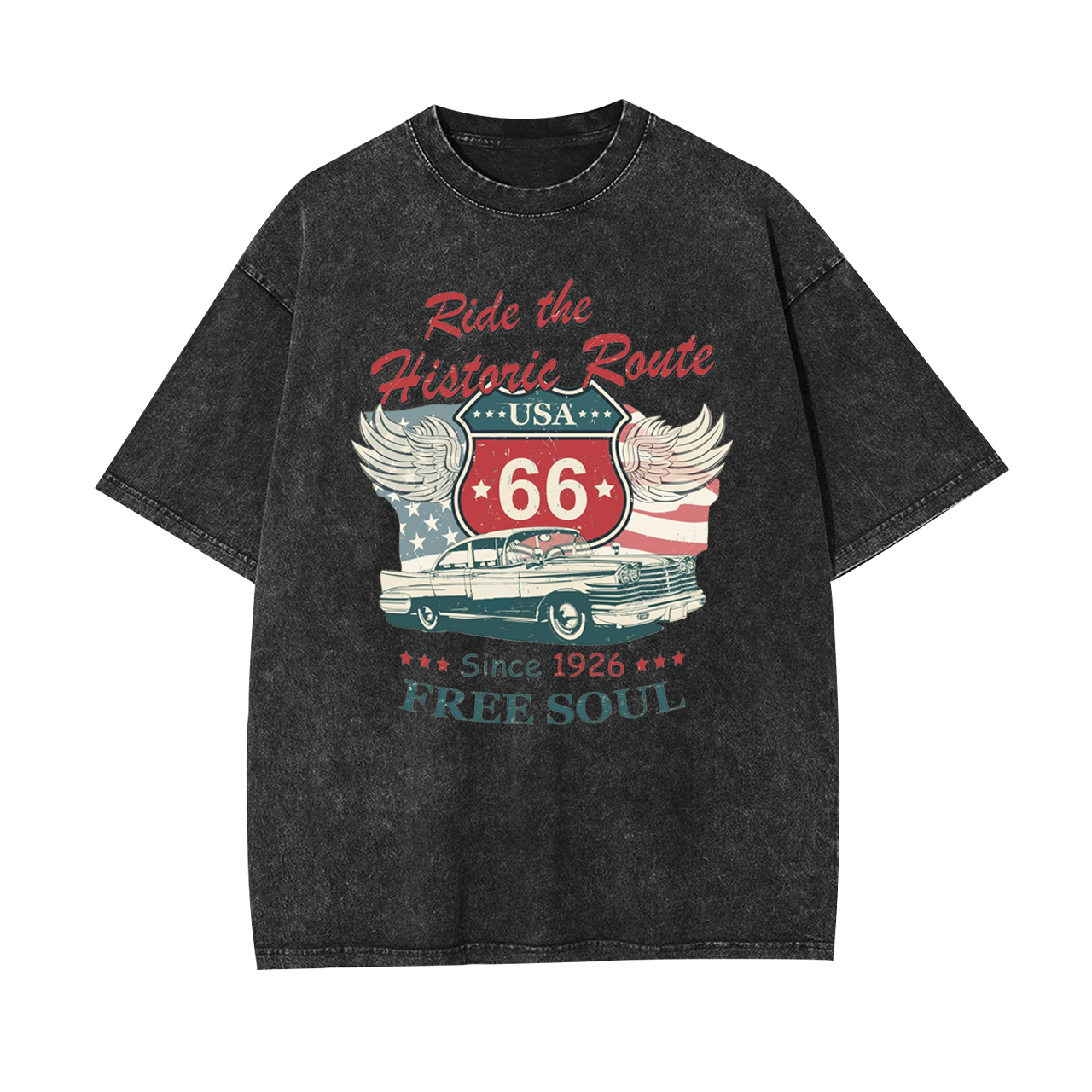 Ride The 66 Route Garment-dye Tees