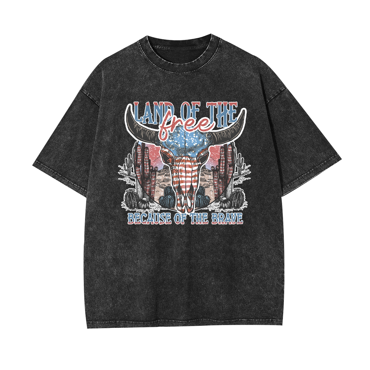 4th Of July And Cow Skull Garment-dye Tees