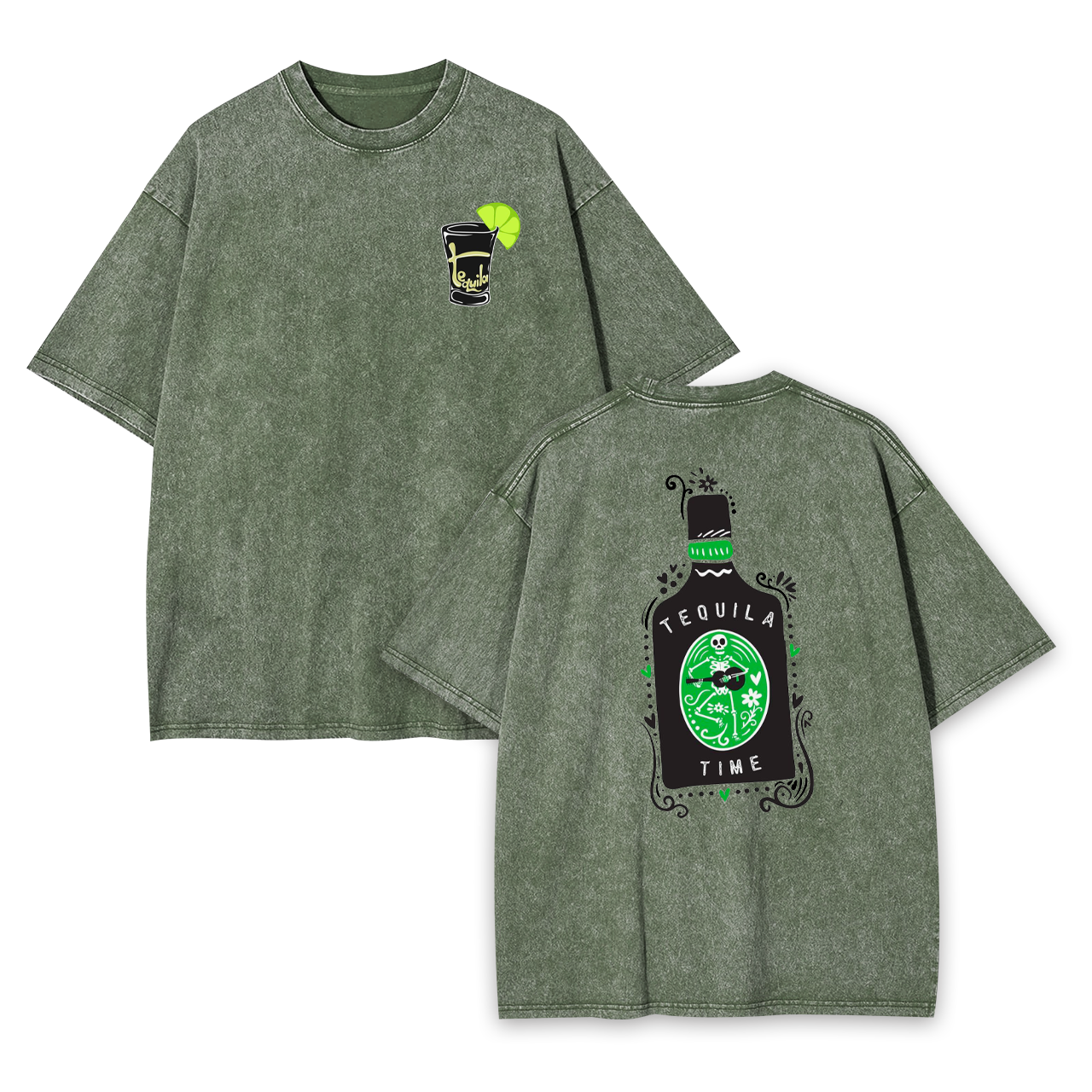 Green And Black Tequila Garment-dye Tees