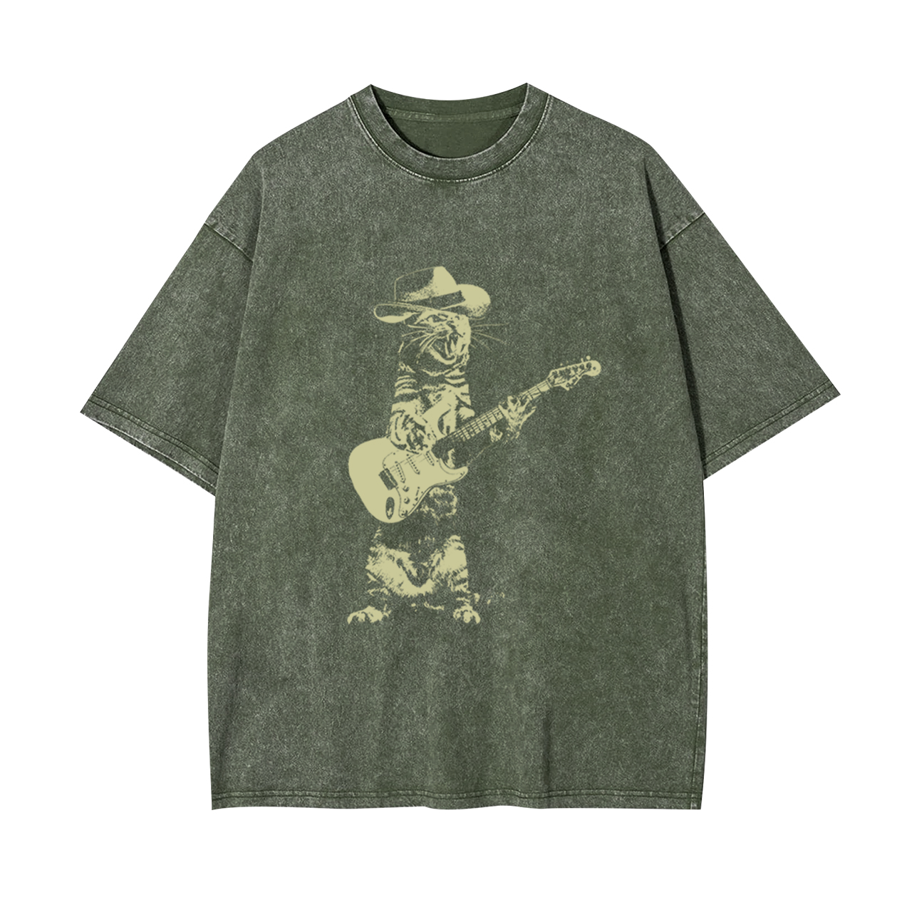 Cat Playing Guitar Garment-dye Tees