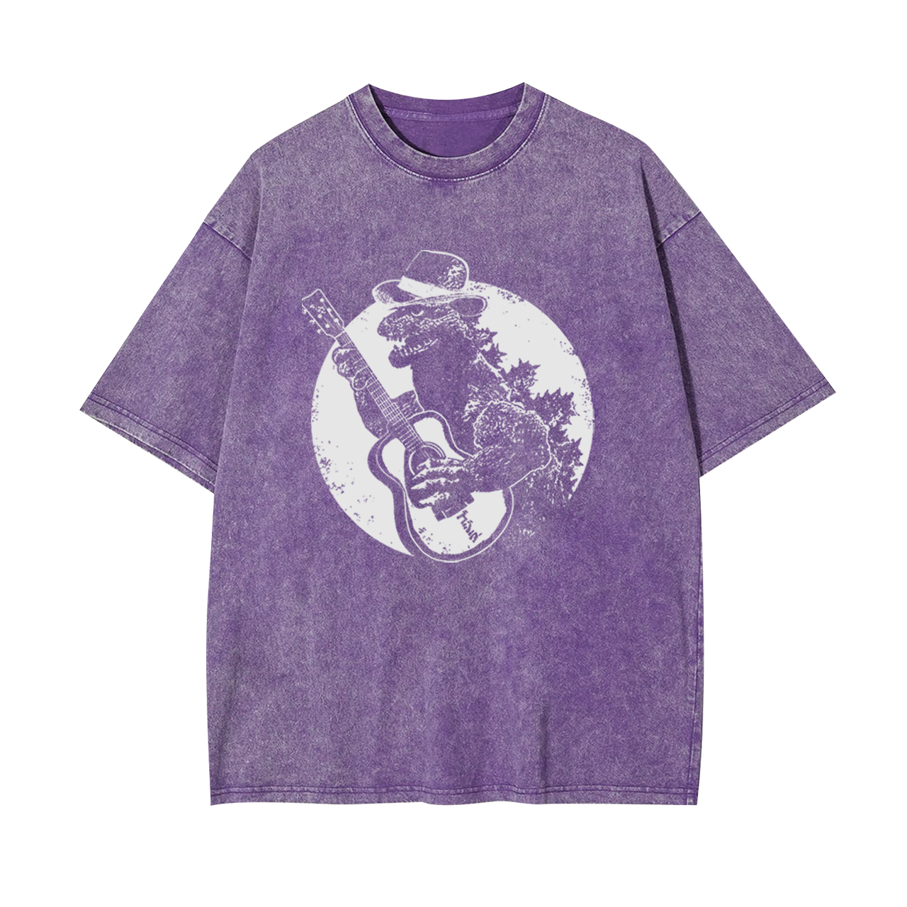 Dinosaur Playing Guitar Garment-dye Tees