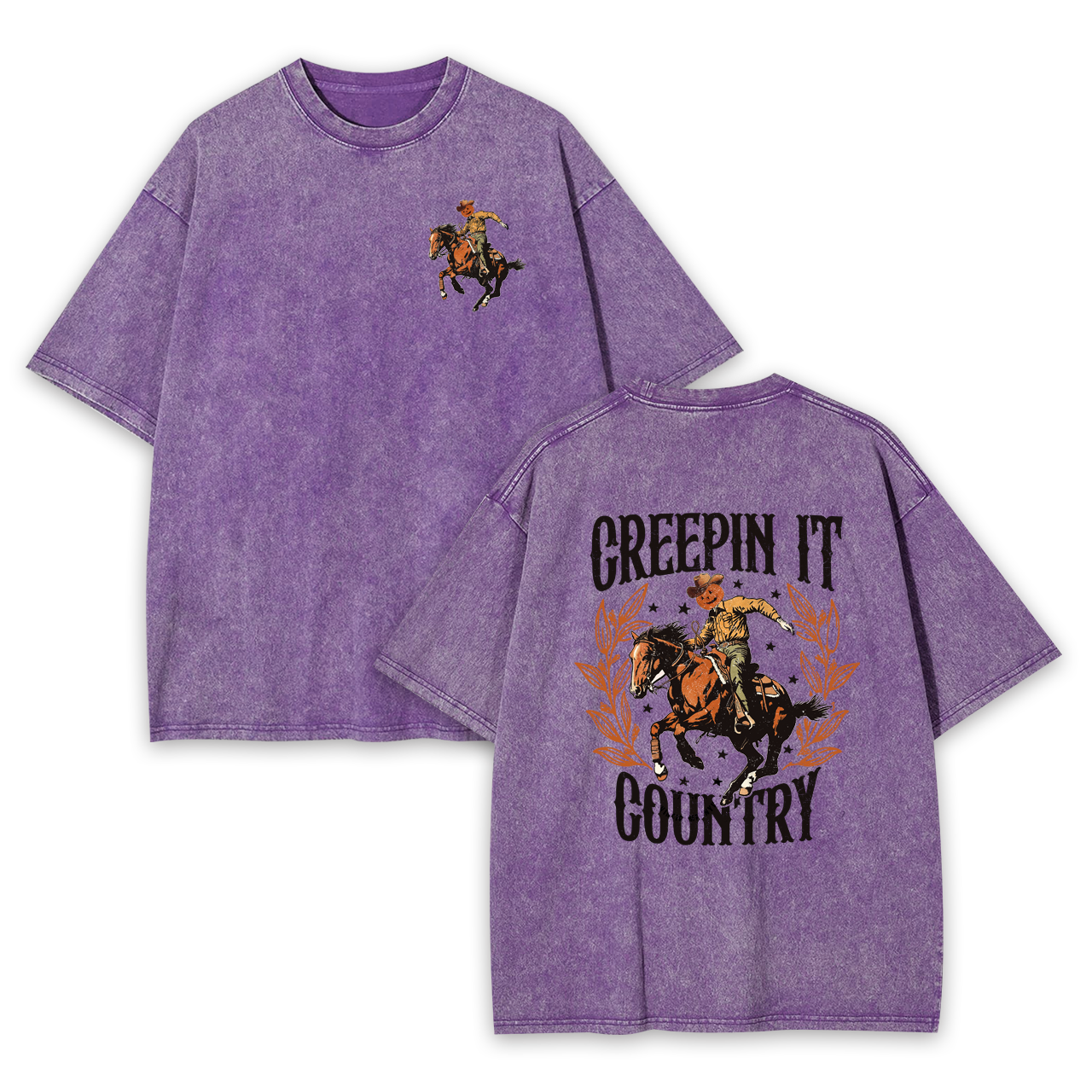 Creepin It Country Western Halloween Garment-dye Tees