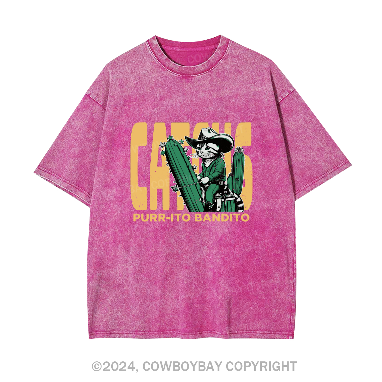 Cowboy Cat With Funny Cactus Garment-dye Tees