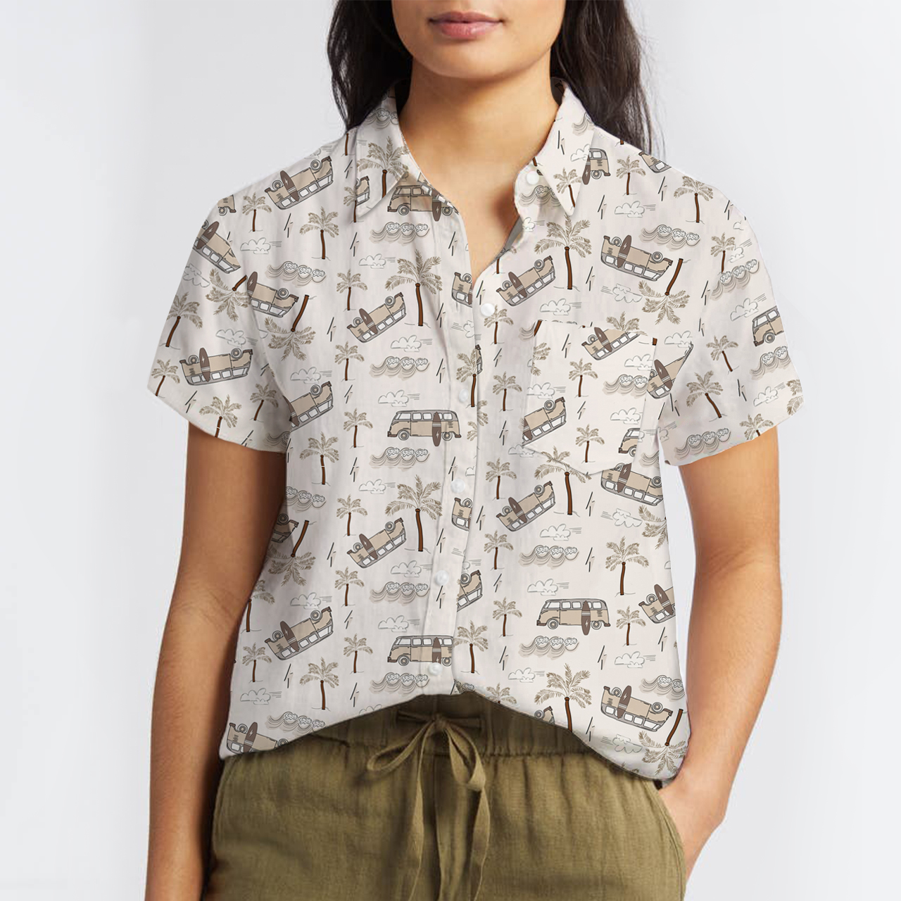 Palm Trees Button Up Shirts