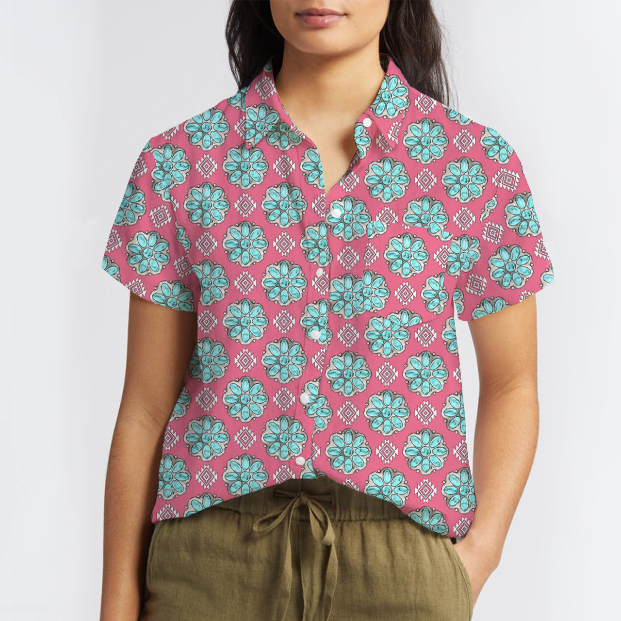 Western Turquoise Button Up Shirts