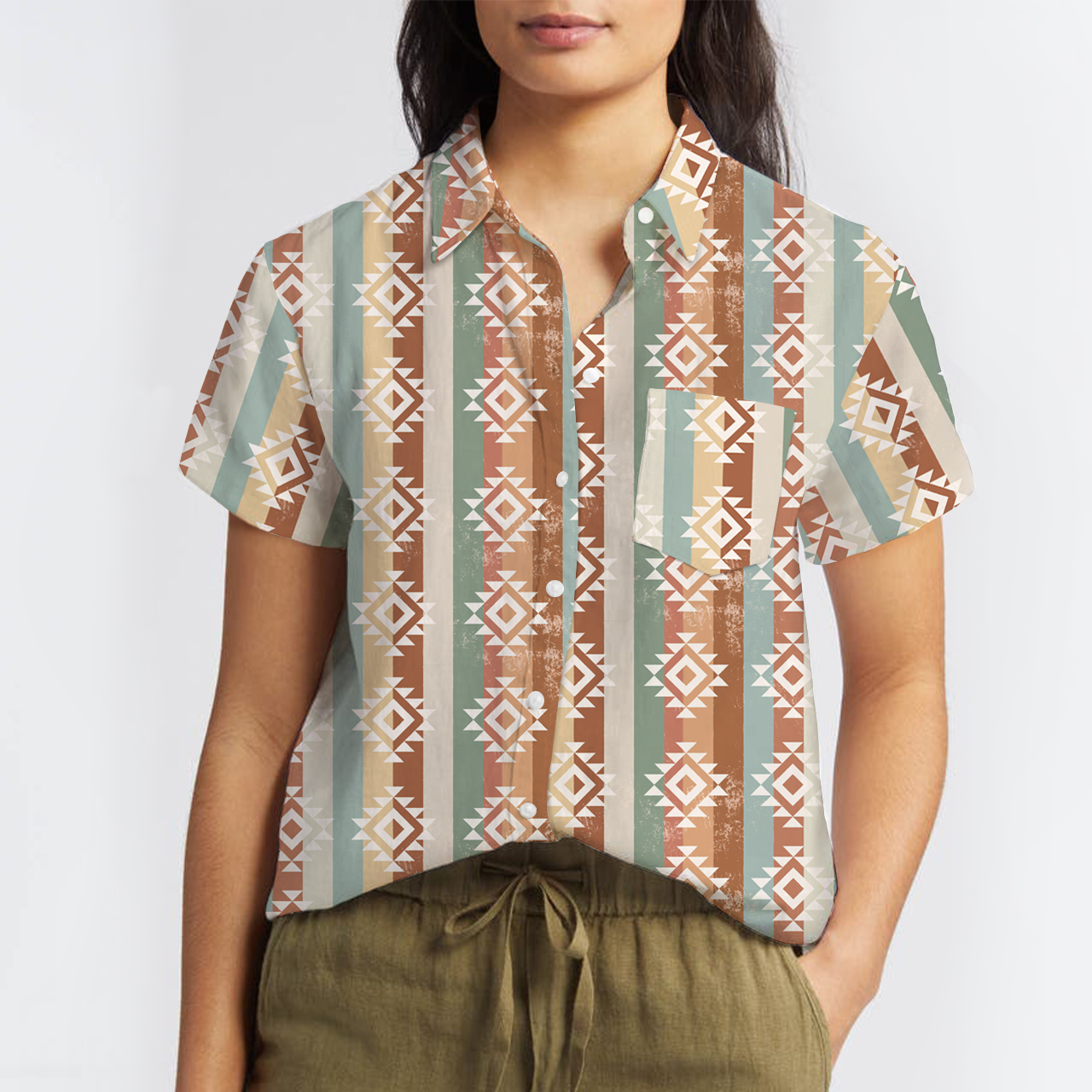 Boho Aztec Button Up Shirts