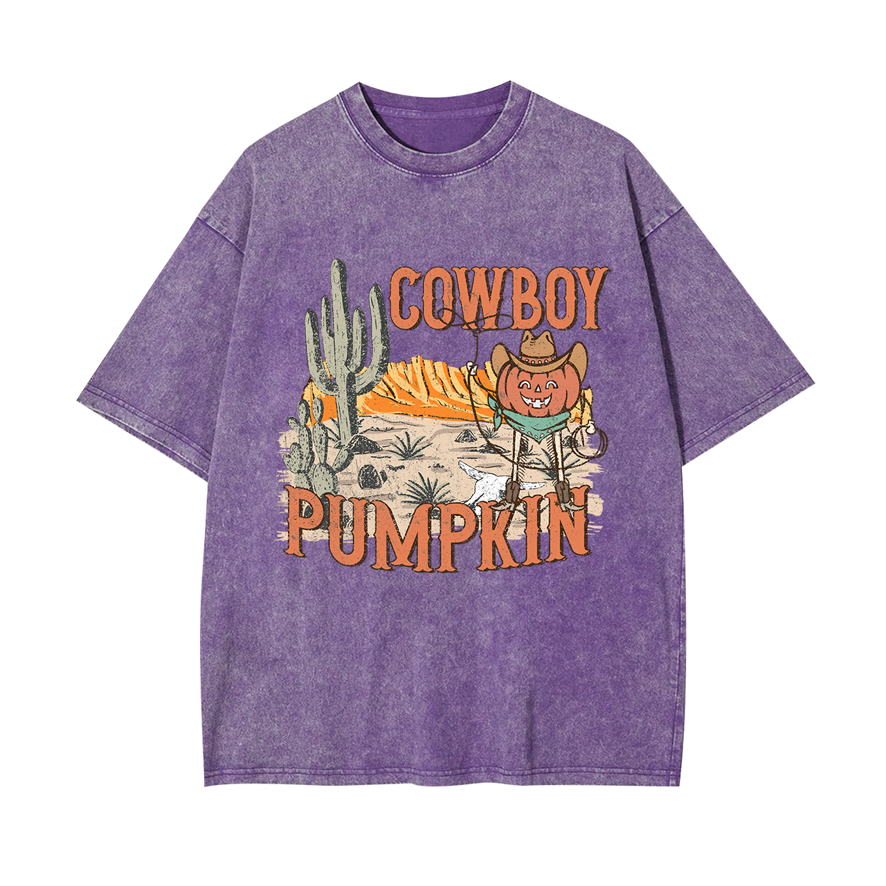 Halloween Cowboy Ghost Pumpkin Cowboy Garment-dye Tees