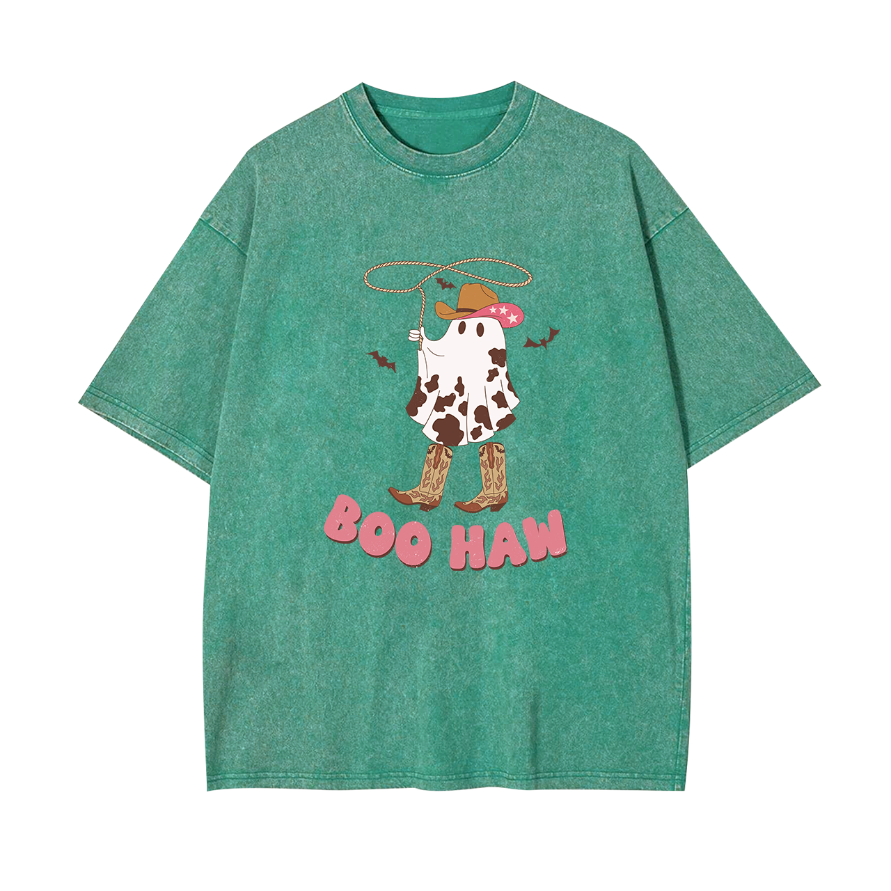 Boo Haw Ghost Cowboy Boot Fall Garment-dye Tees