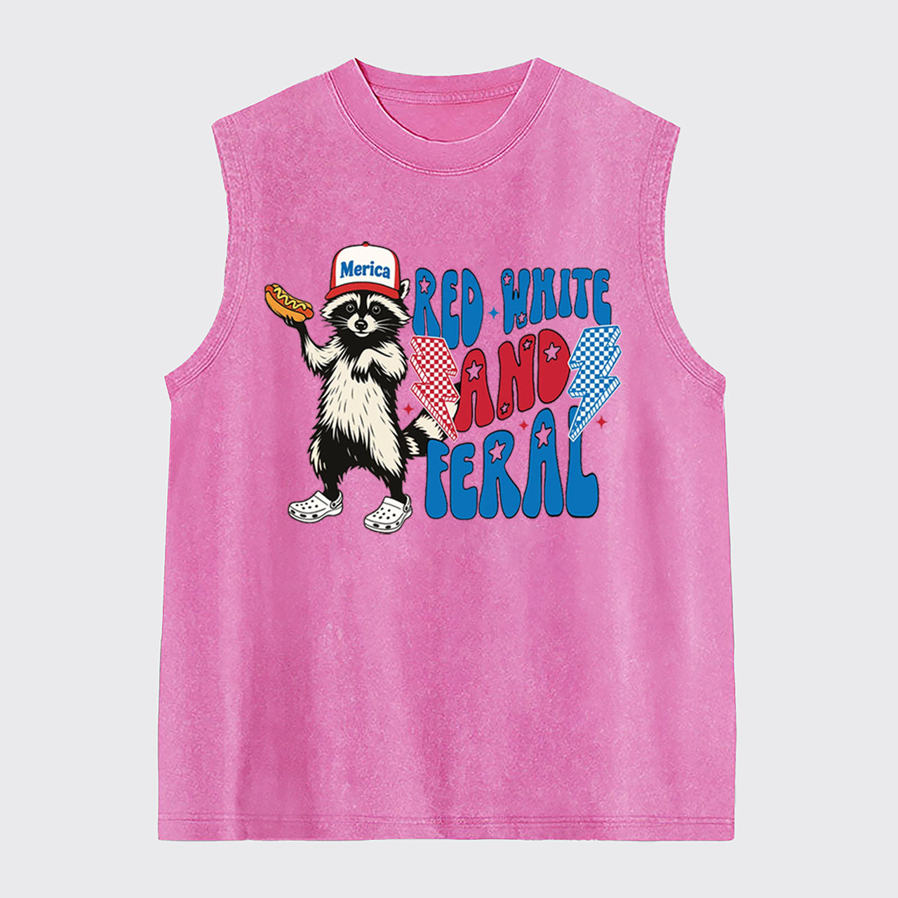 4th Of July-Red White And Feral Washed Tanks