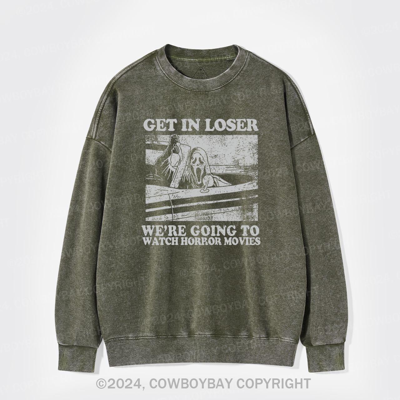 Get In Loser Halloween  Washed Sweatshirts
