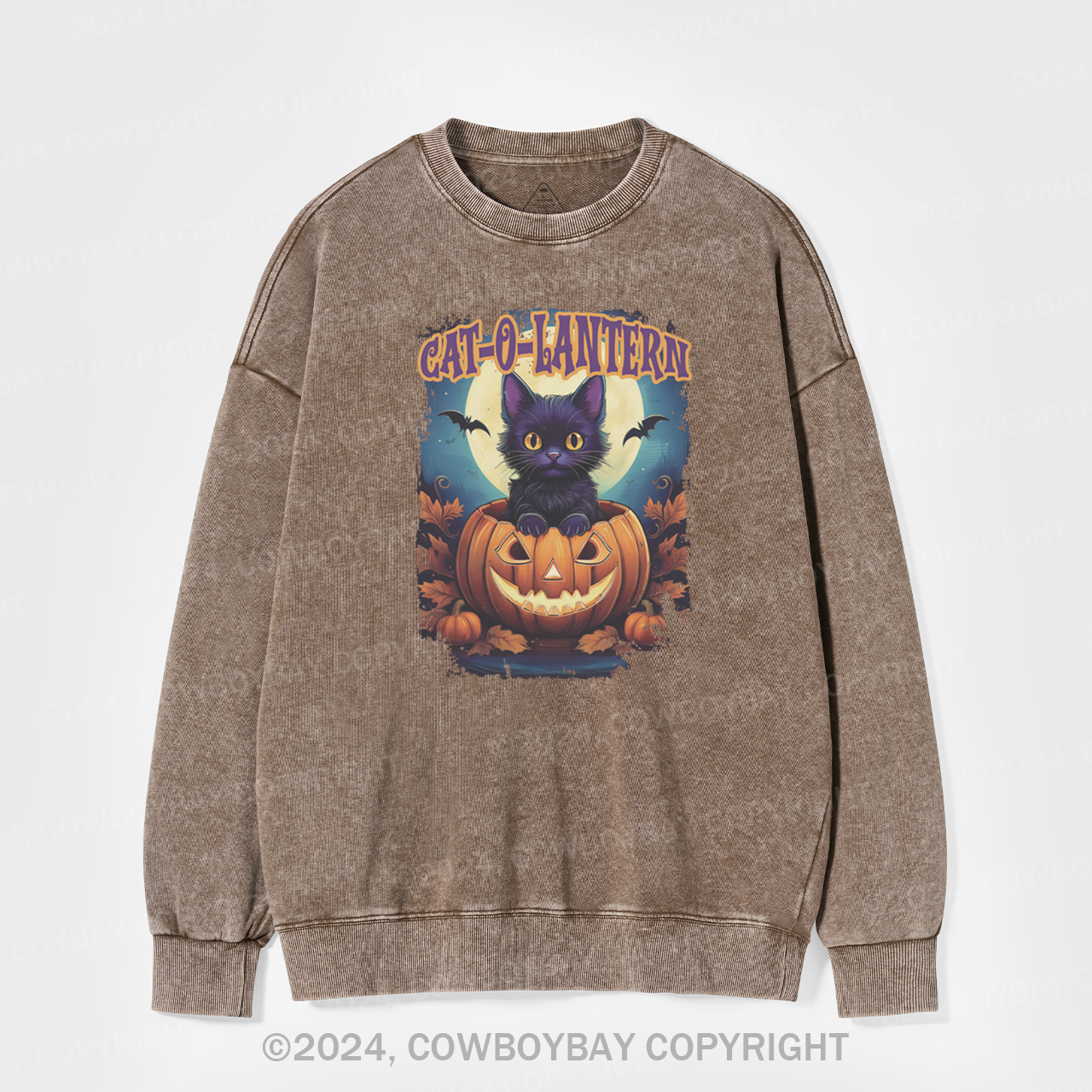 Cat-O-Lantern Washed Sweatshirts