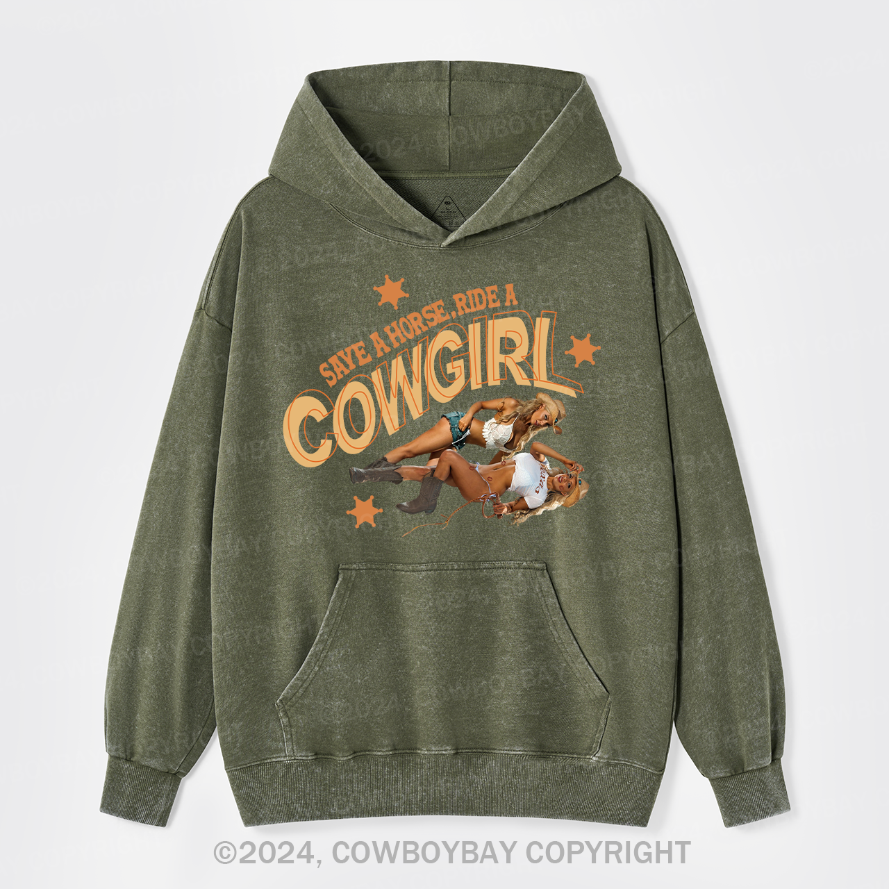 Save A Horse Ride A Cowgirl Garment-Dye Hoodies