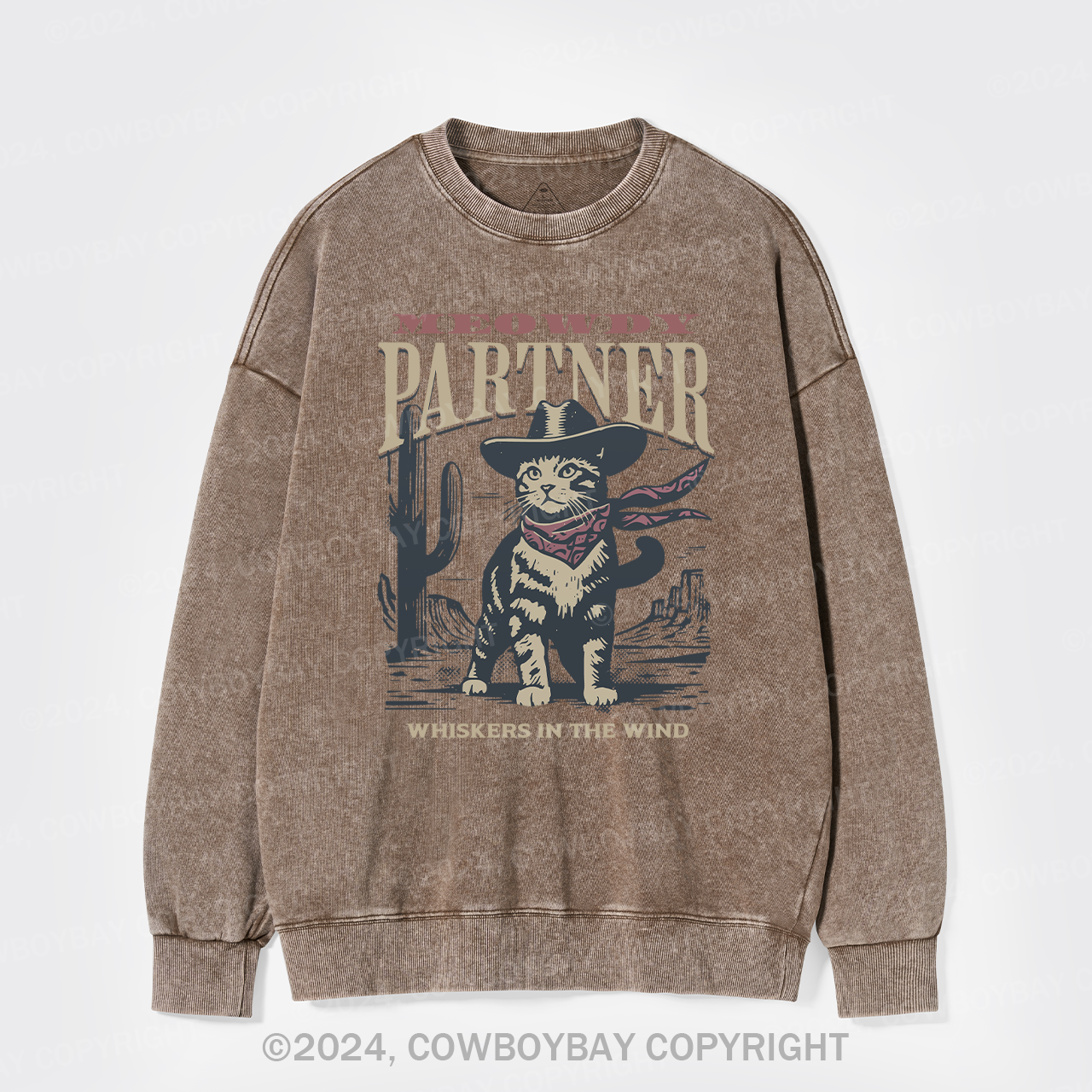 Meowdy Partner Cowboy Cat Washed Sweatshirts