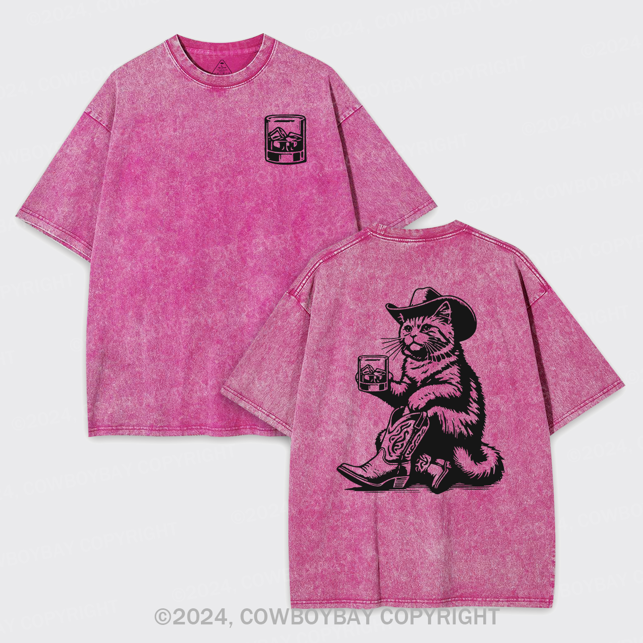 Whiskey Cowboy Cat Garment-dye Tees