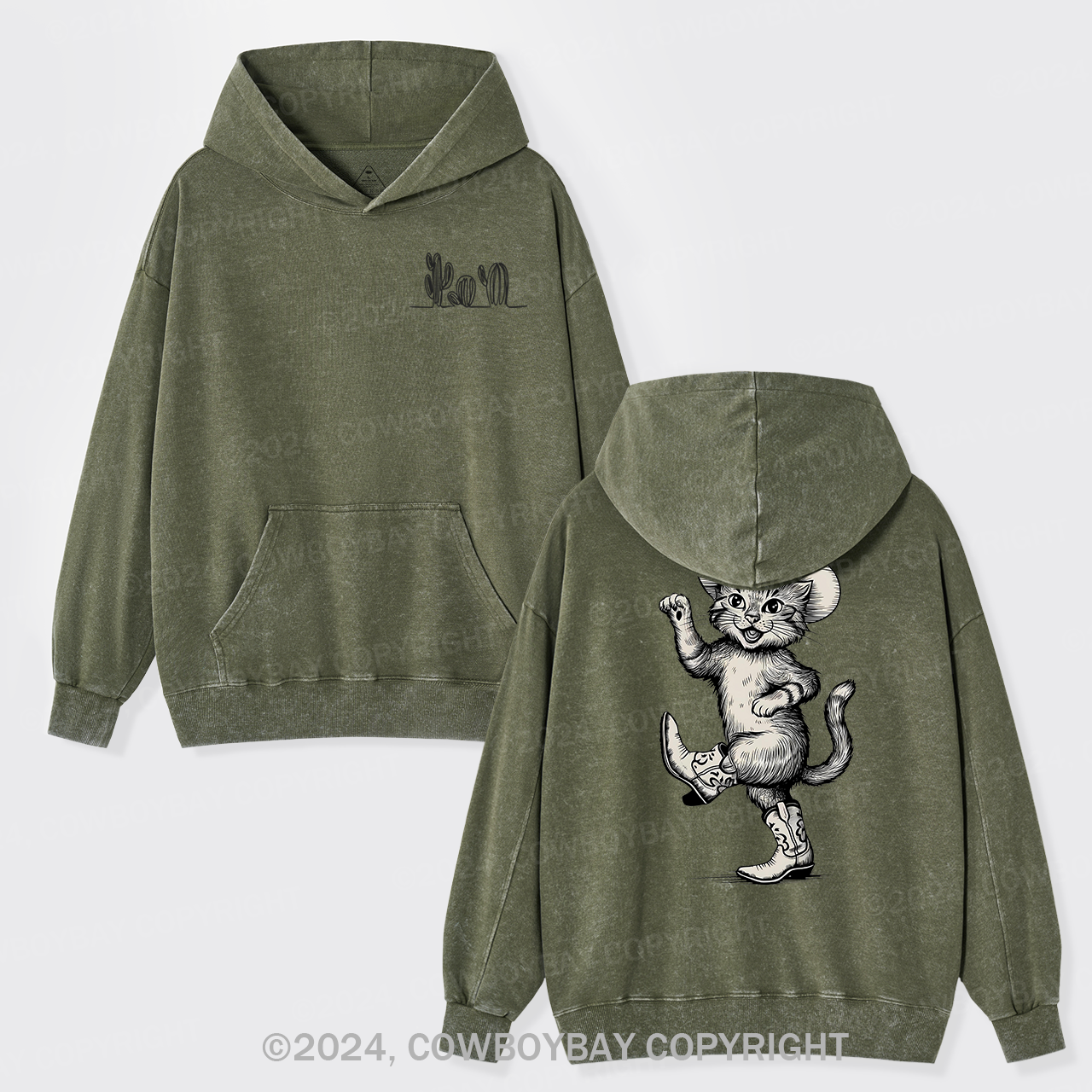 Dancing Cowboy Cat Garment-Dye Hoodies