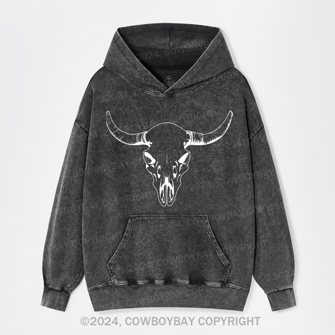 Bull Horn Skull Premium Garment-Dye Hoodies