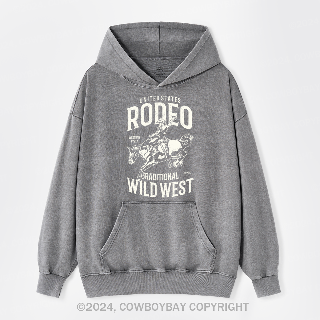 US Rodeo Raditional Wild West Garment-dye Hoodies