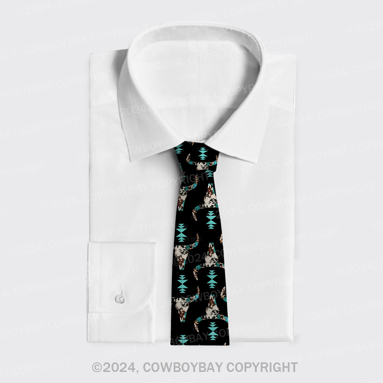 Western Turquoise Silk Necktie