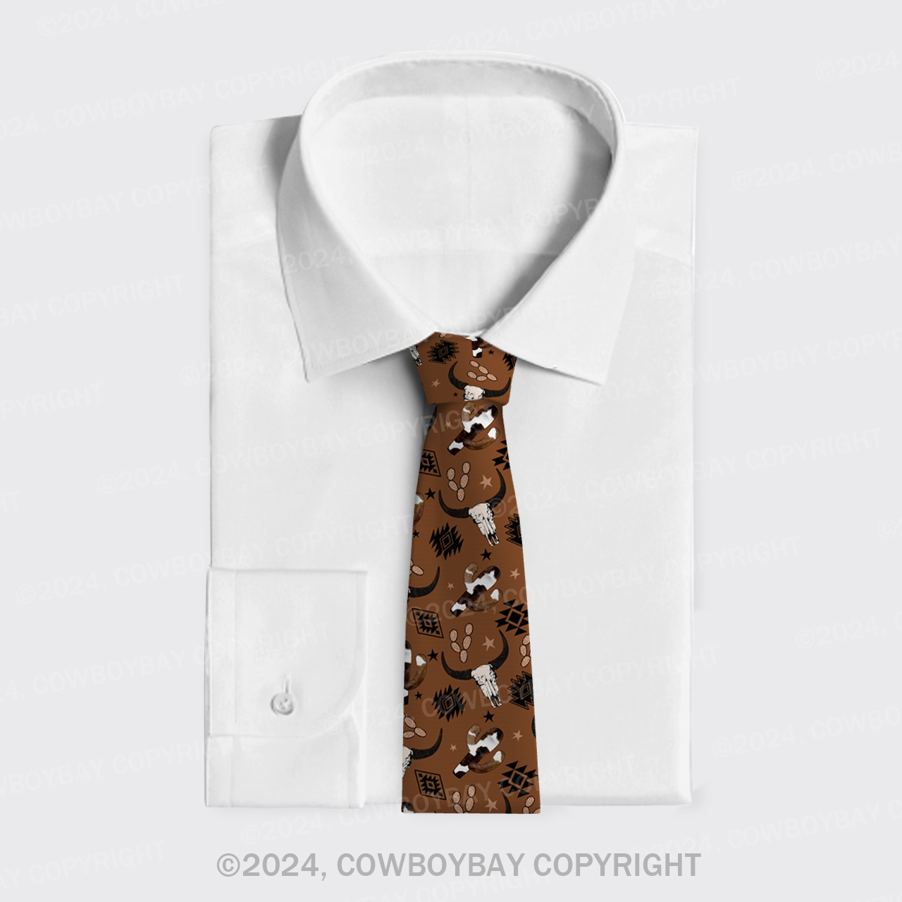 Western Cow Skull Silk Necktie