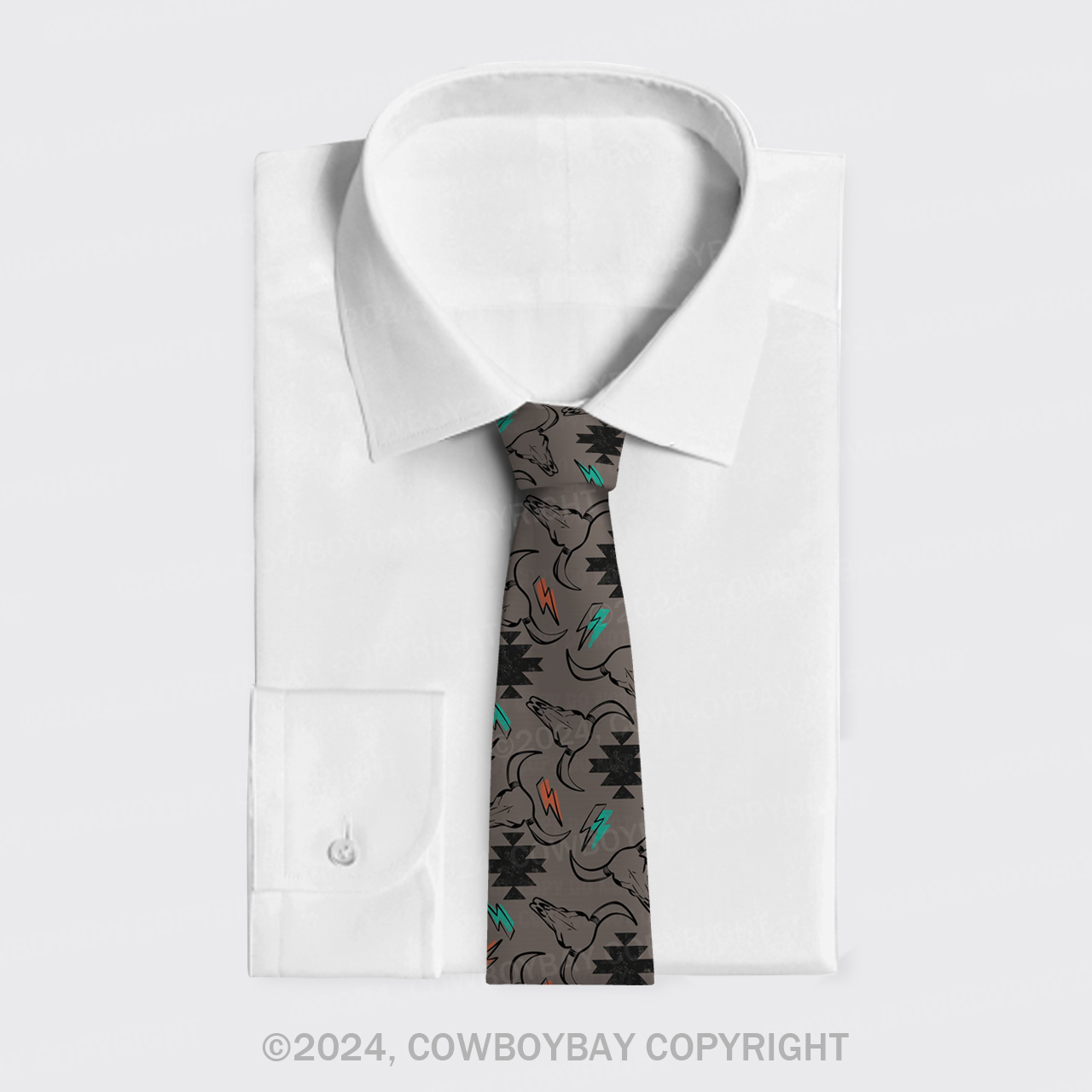 Cow Skull Silk Necktie