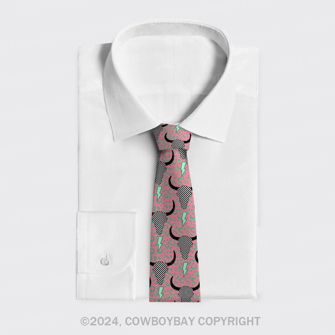 Lightning Bull Skull Silk Necktie