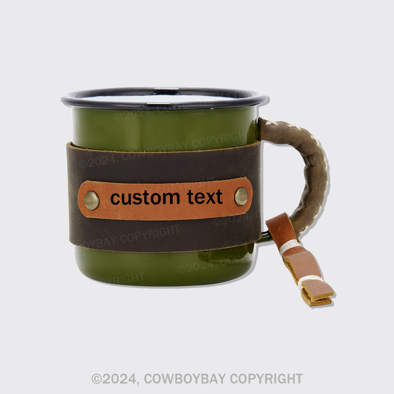 Custom Leather Vintage Mug Enamel Cup