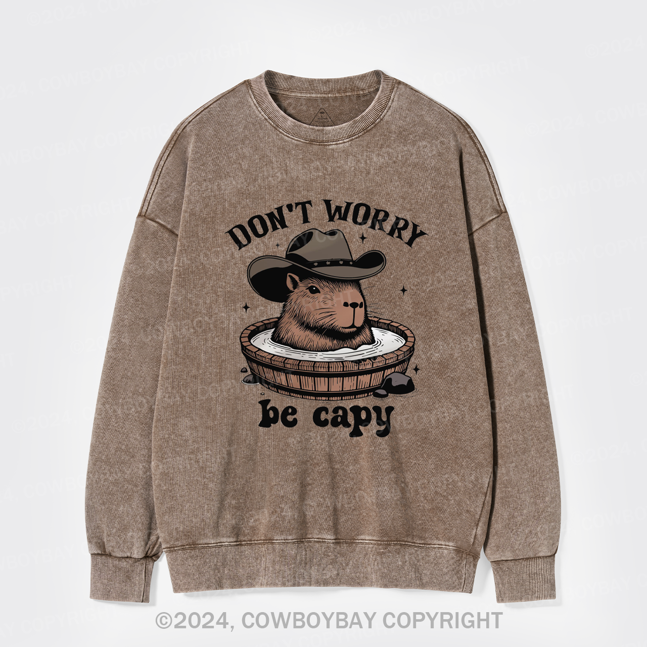 Don't Worry Be Capy Washed Sweatshirts