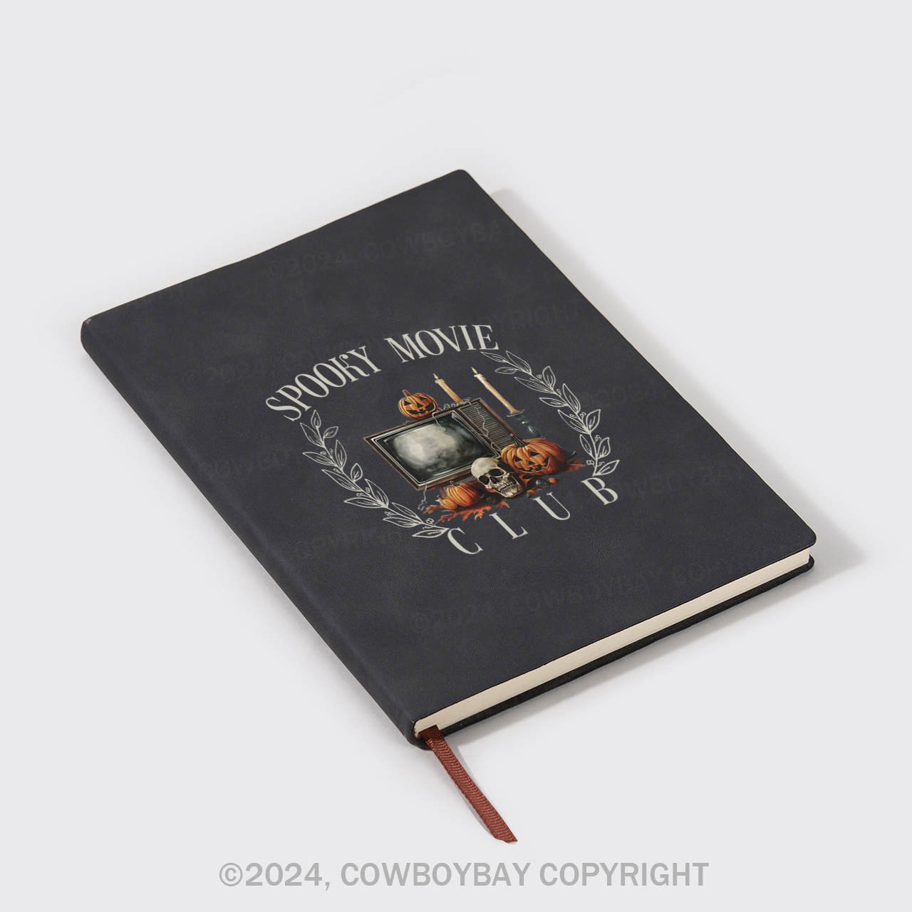 A5 Vintage Sheepbark Notebook-Spooky Movie Club