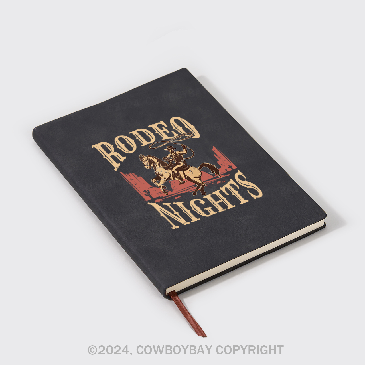 A5 Vintage Sheepbark Notebook-Rodeo Nights Cowboy