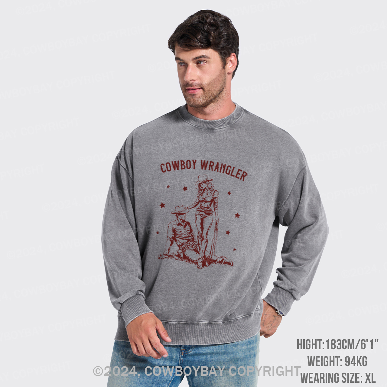 Cowboy Wrangler Washed Sweatshirts