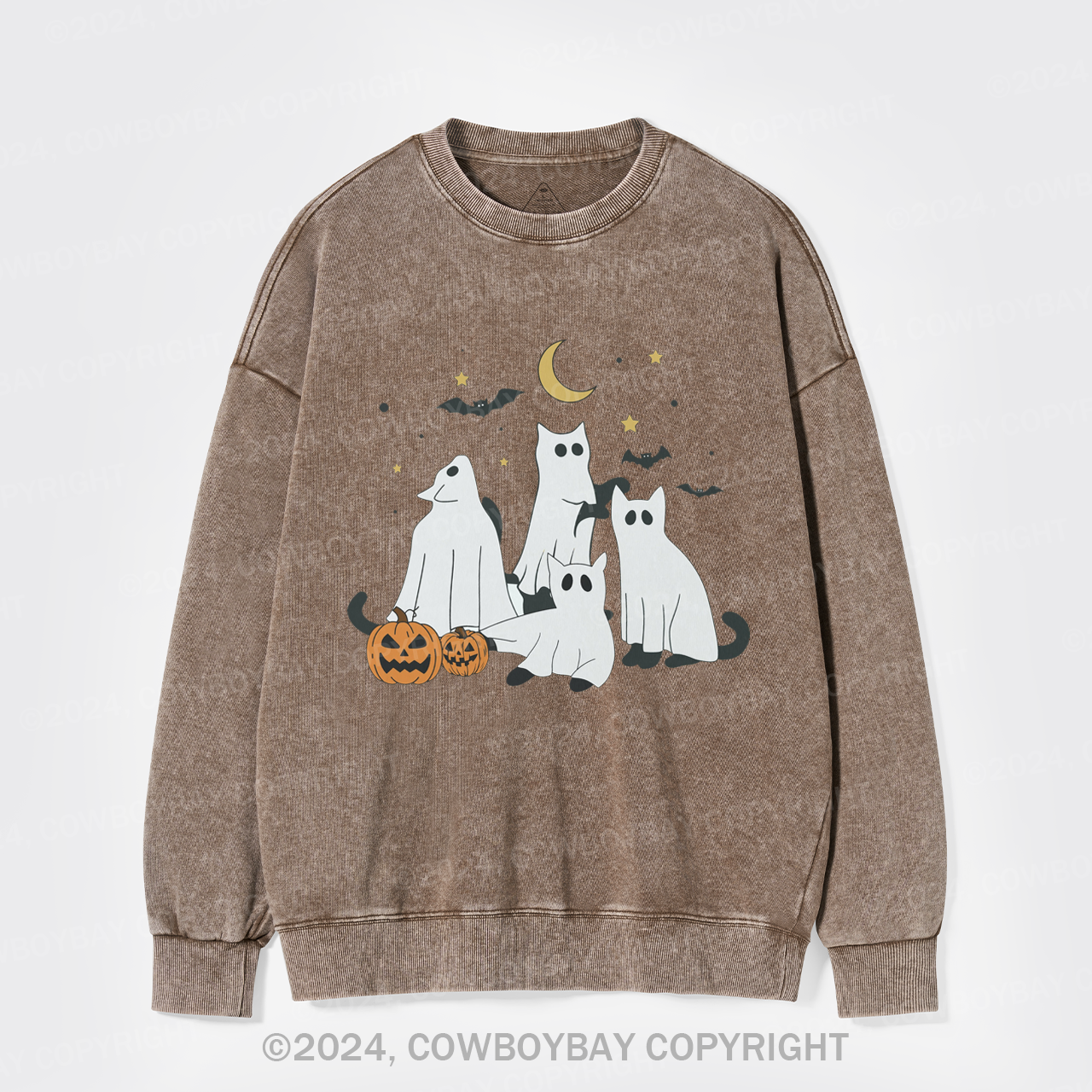 Halloween Cat Washed Sweatshirts