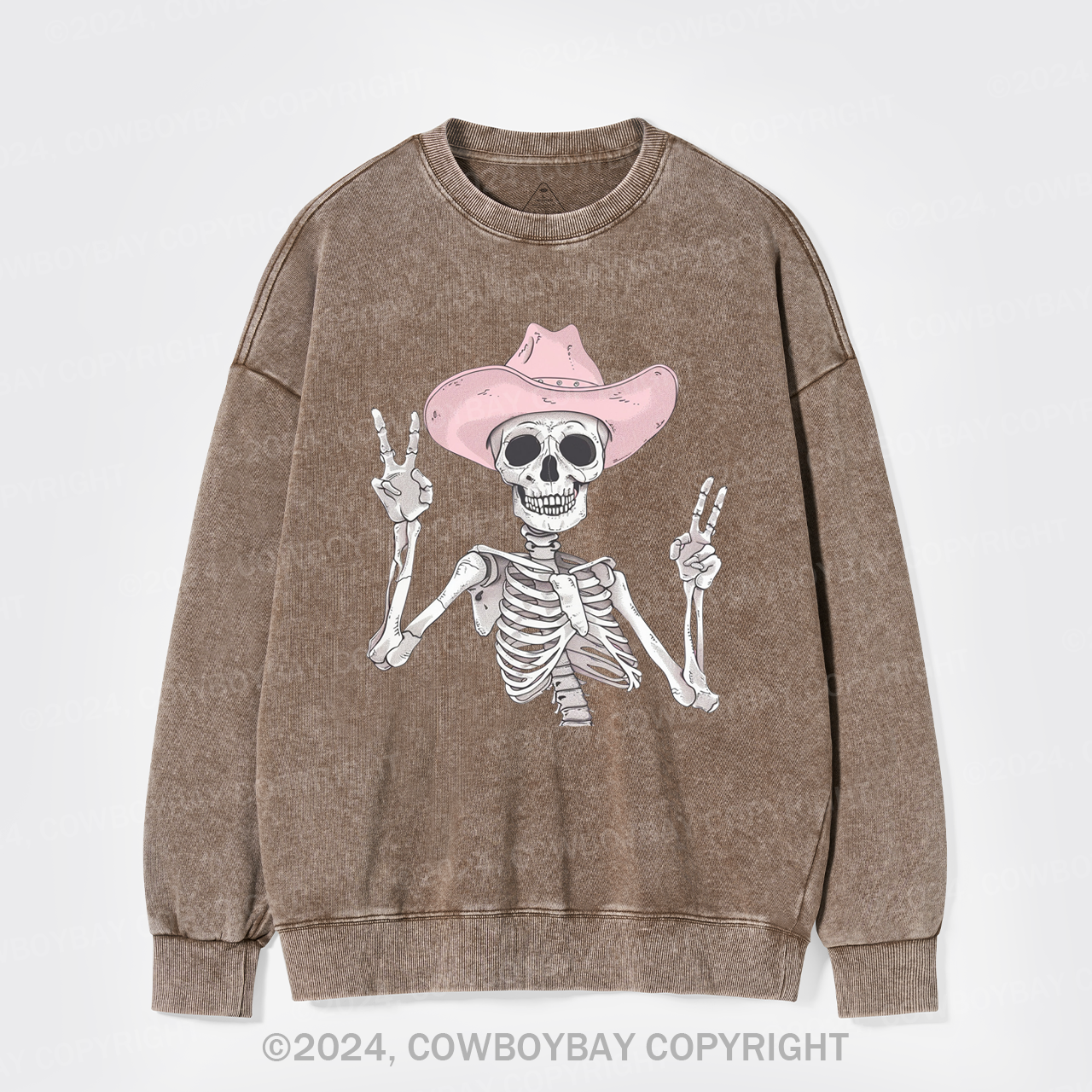 The Pink Skull Is Halloween Washed Sweatshirts