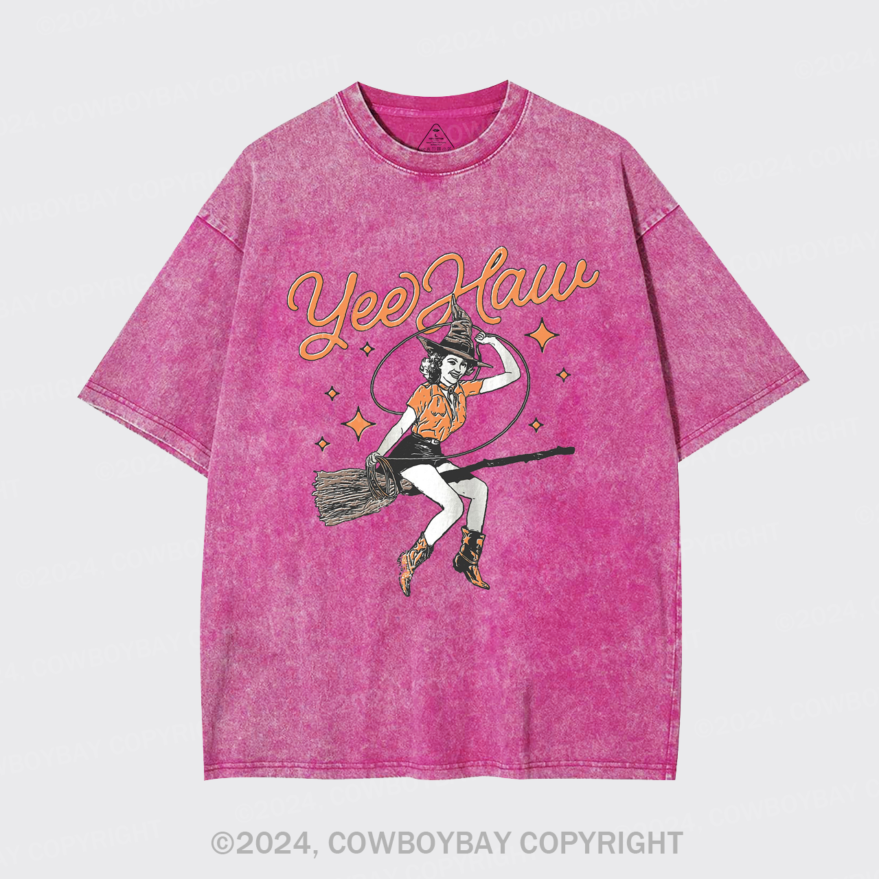 Yee Haw Vintage Halloween Cowgirl Witch Garment-dye Tees