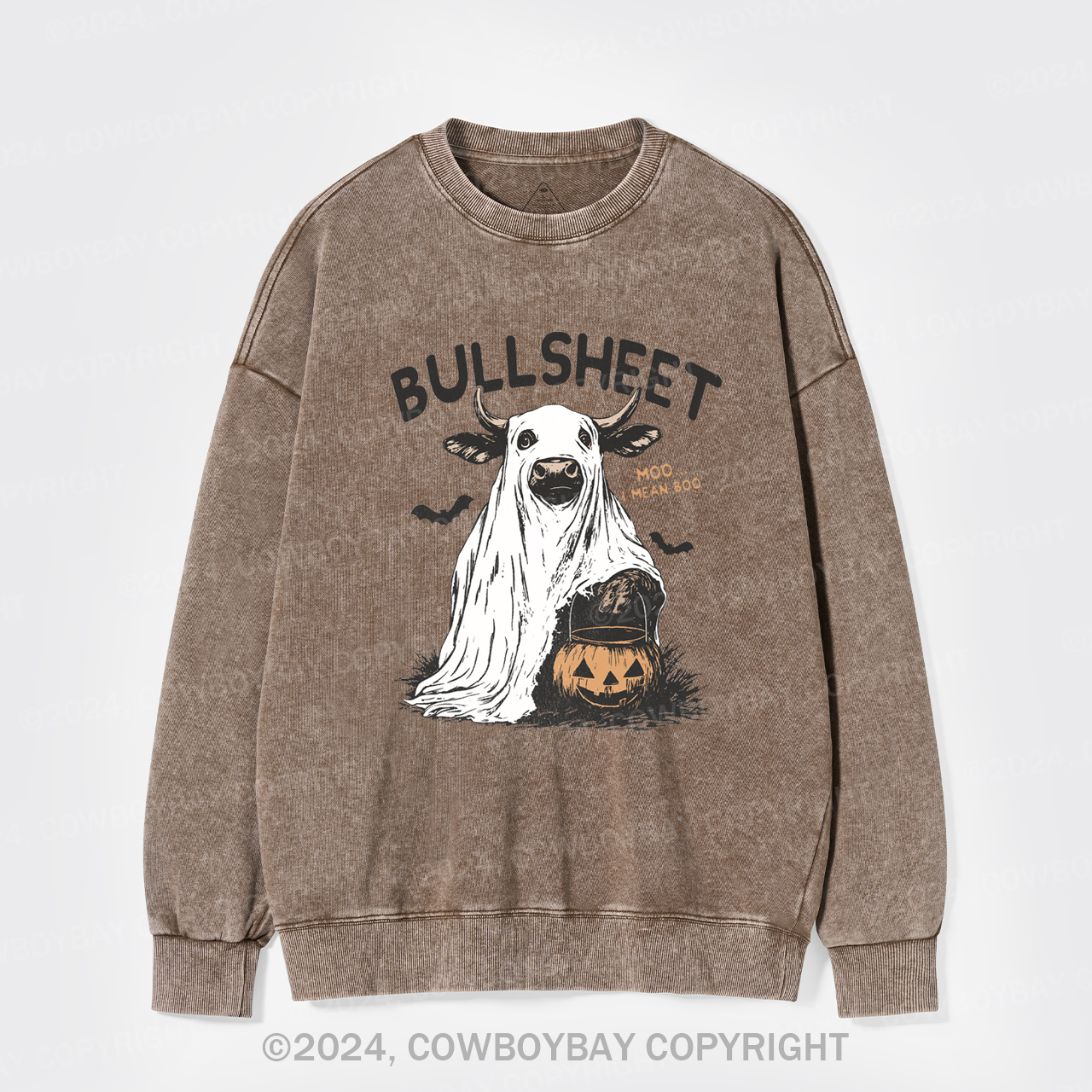 Funny Halloween Bullsheet Washed Sweatshirts