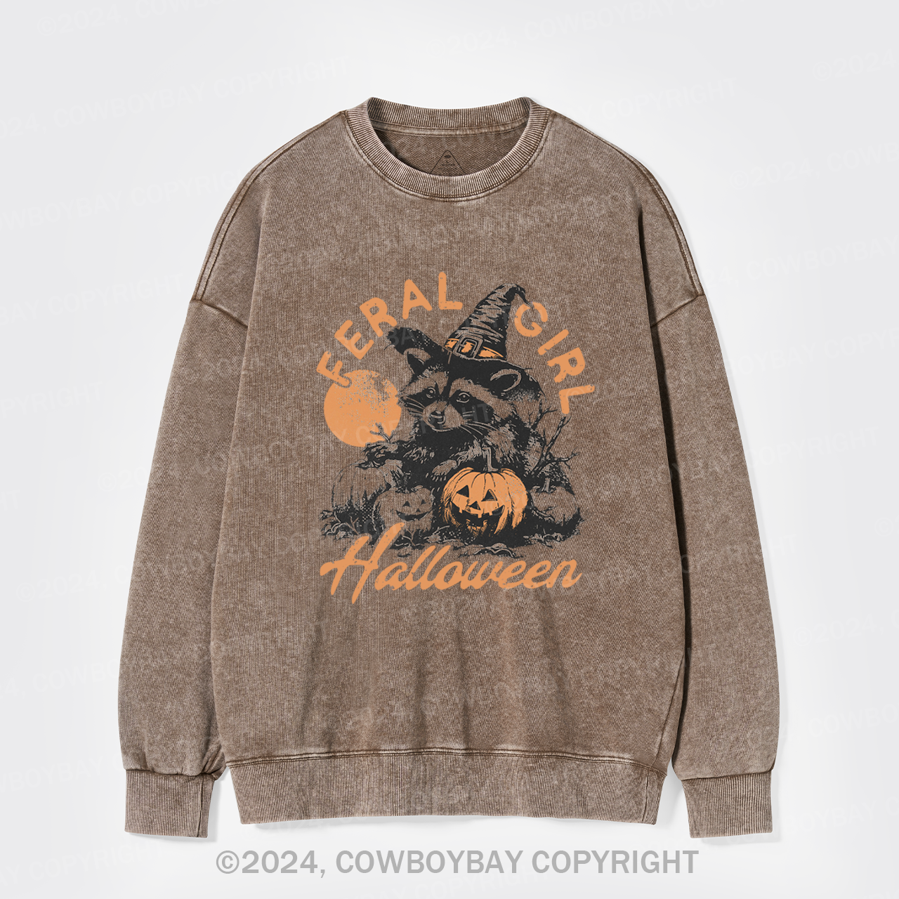Halloween Feral Girl Raccoon Washed Sweatshirts