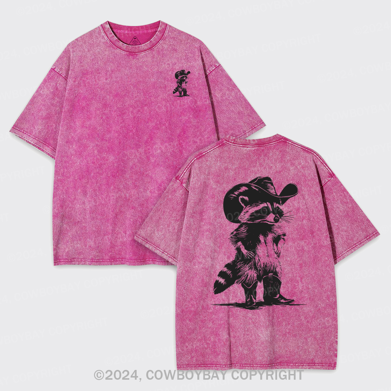 Western Vintage Cowboy Racoon Garment-dye Tees