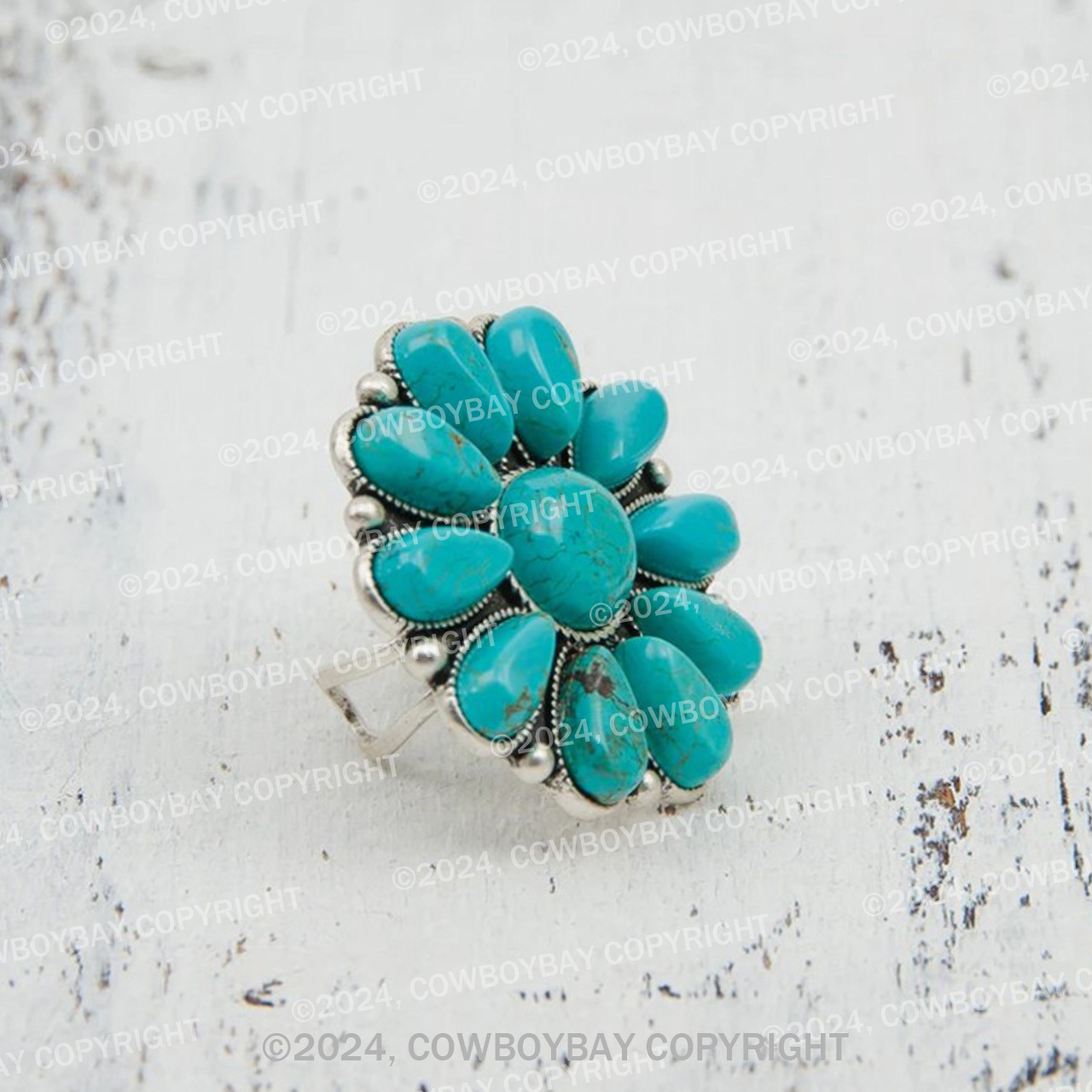 Vintage Flower Turquoise Ring