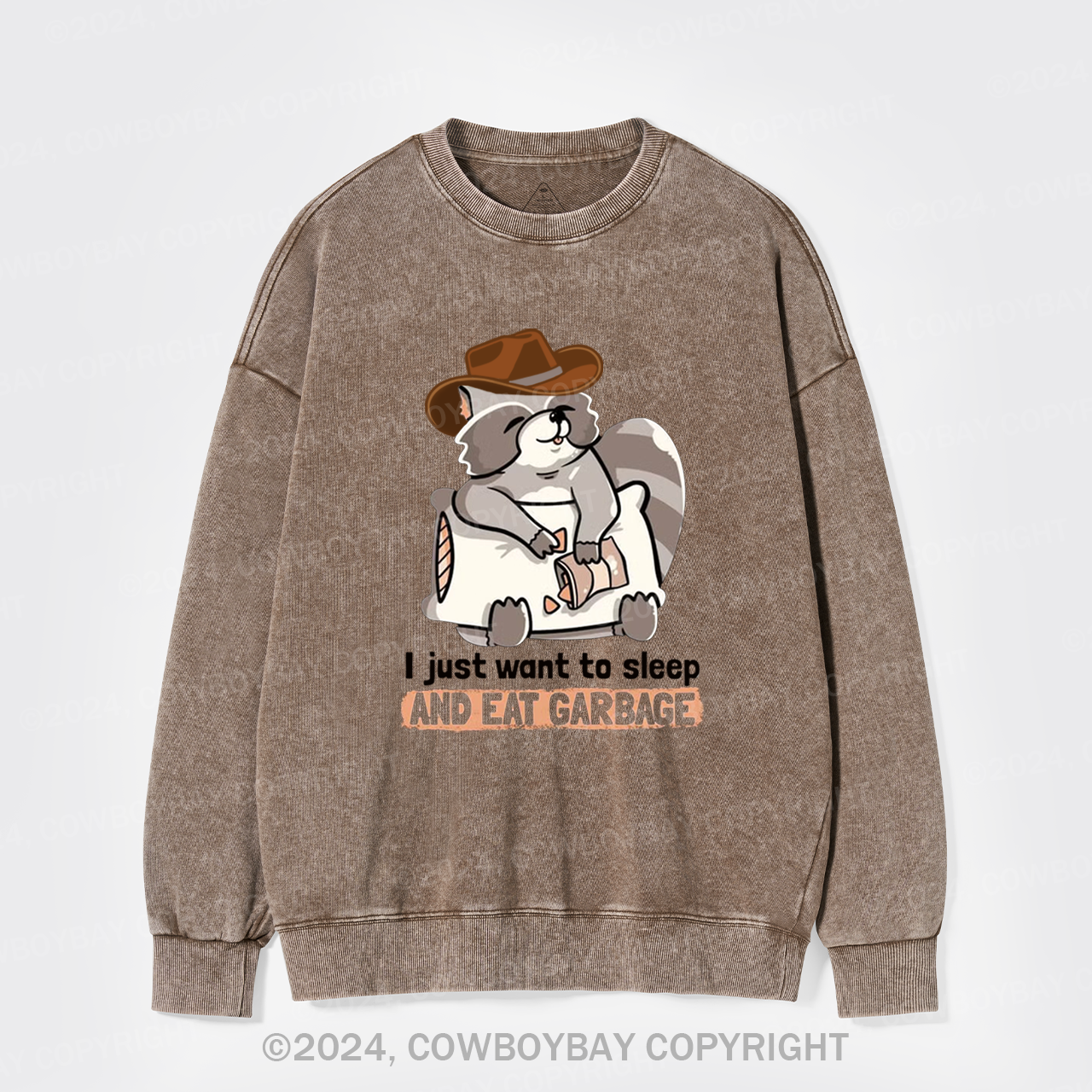 Sleep And Eat Garbage Washed Sweatshirts