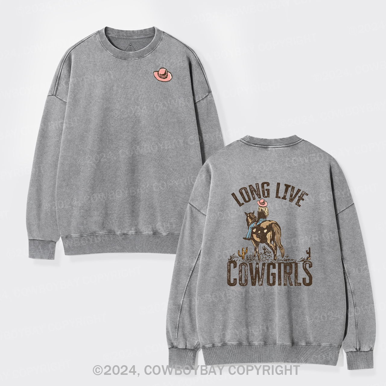 Cowboybay,Long Live Cowgirls Washed Sweatshirts