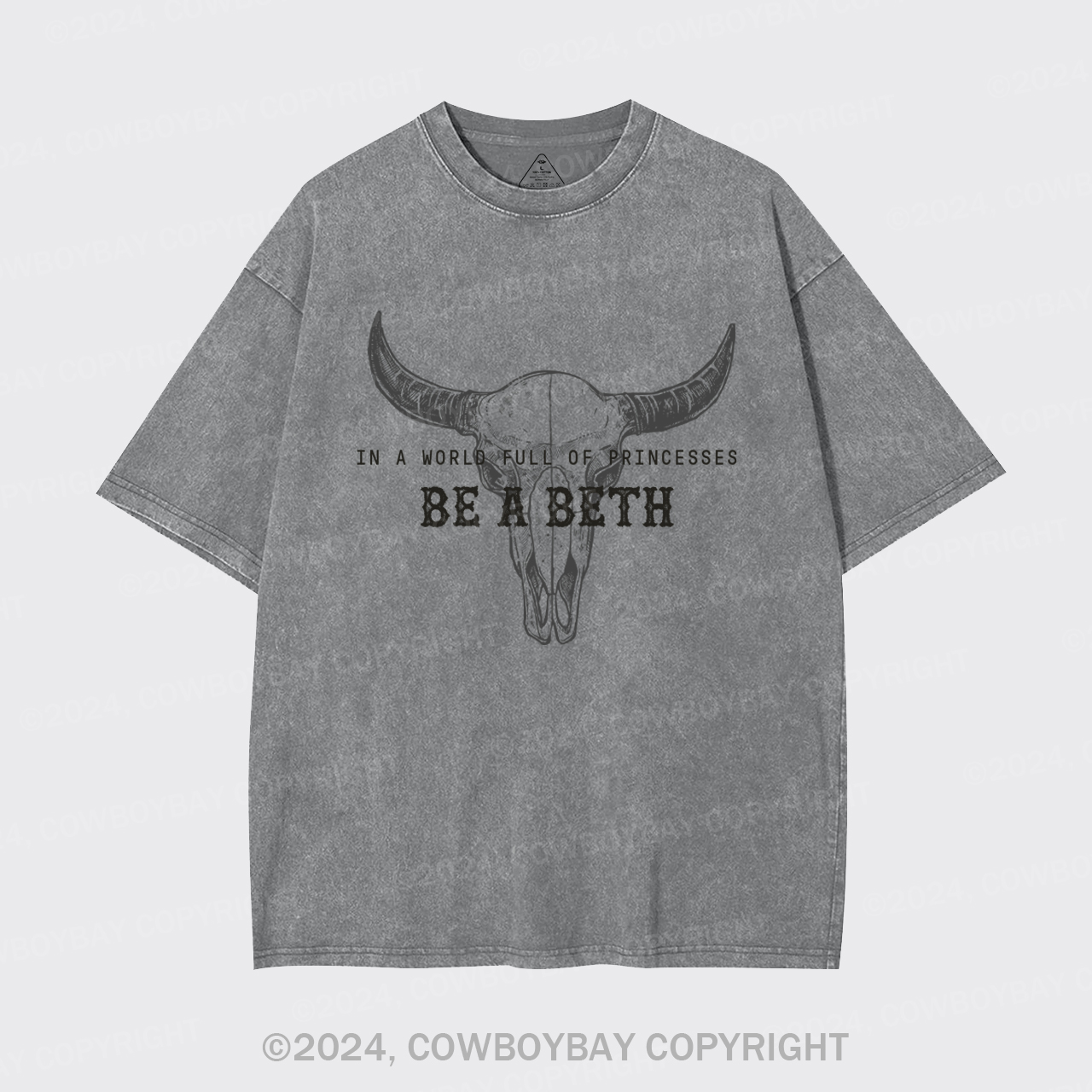Cowboybay,Boho Cow Skull Garment-dye Tees