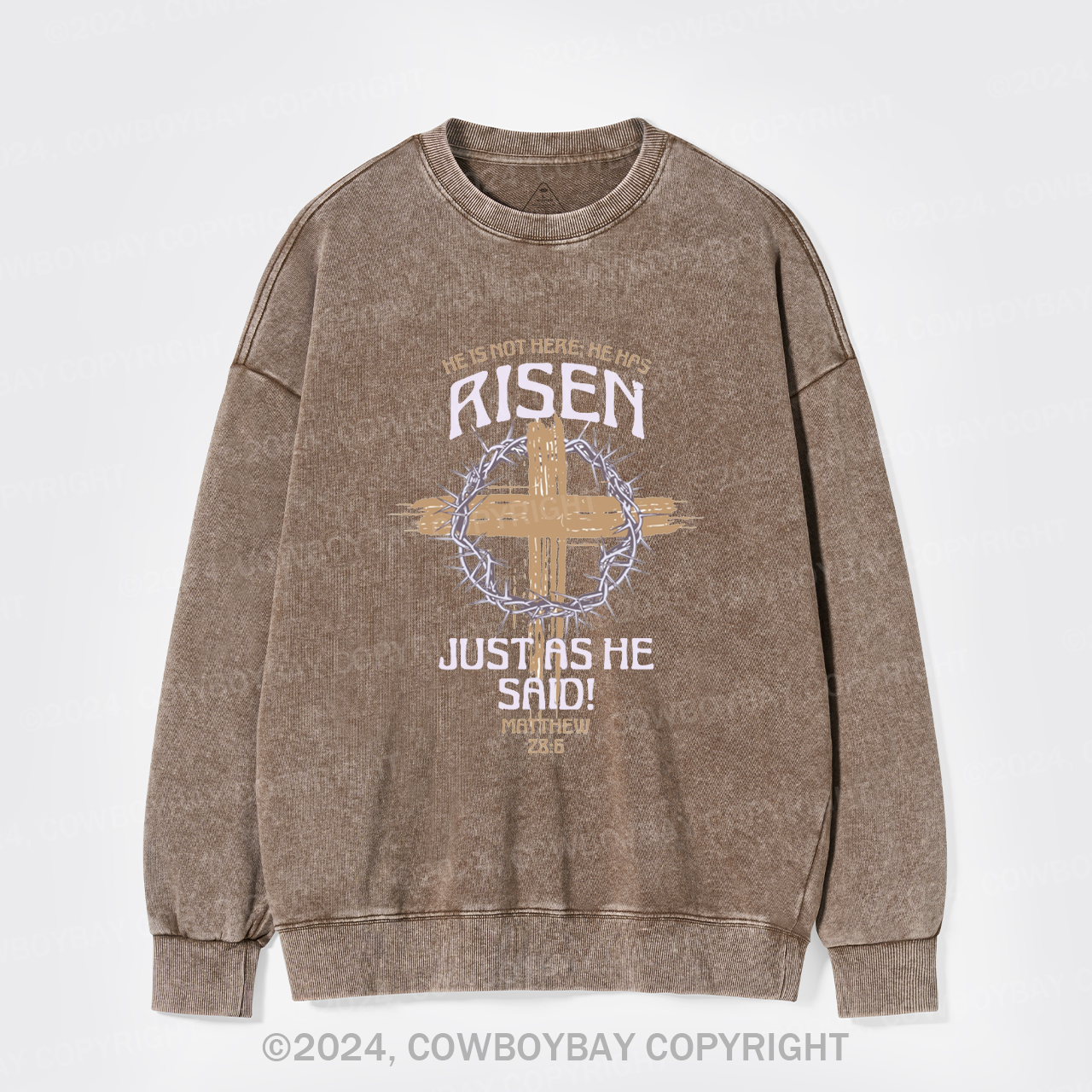 Retro He Is Not Here He Is Risen Washed Sweatshirts