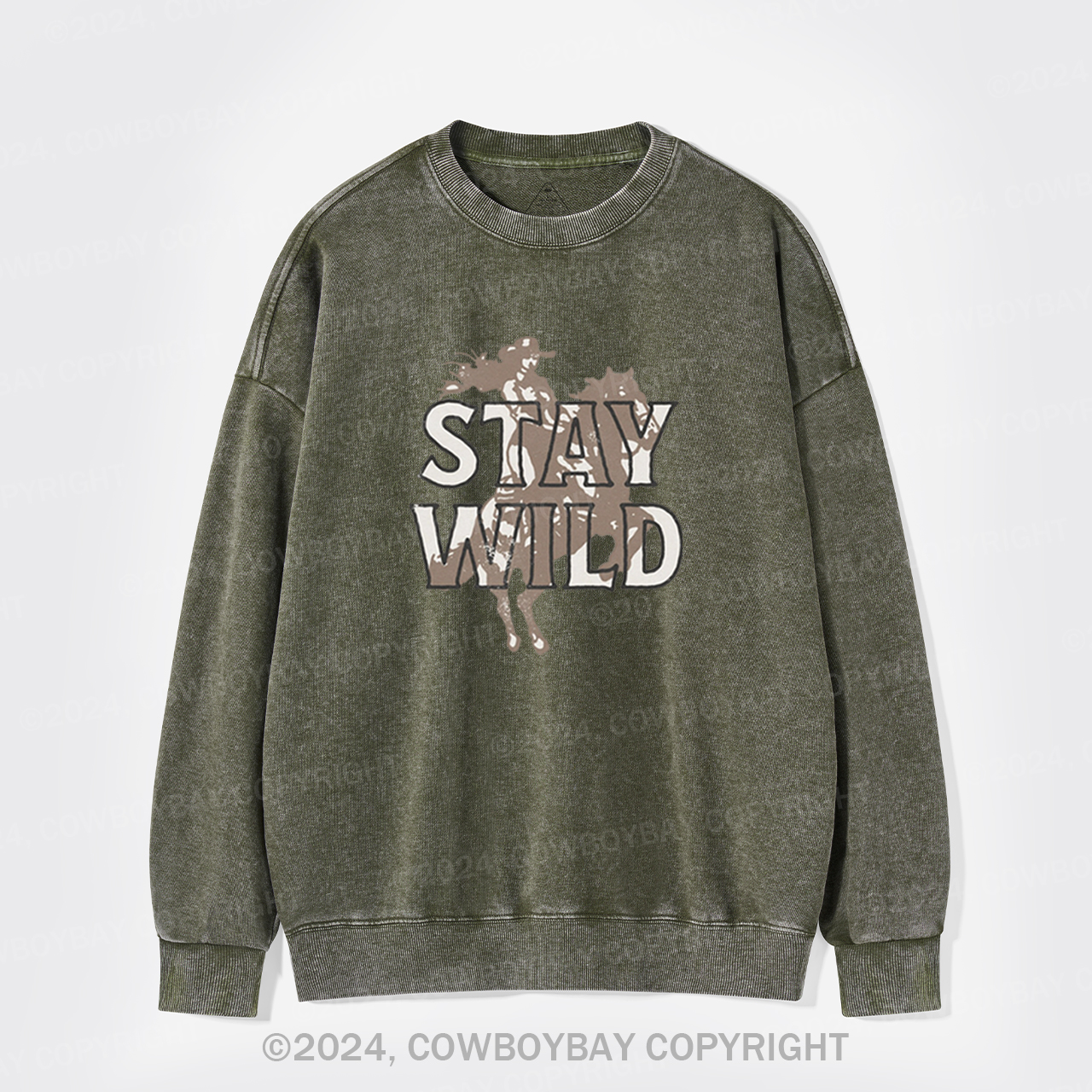 Stay Wild Cowgirl Horse Western Washed Sweatshirts