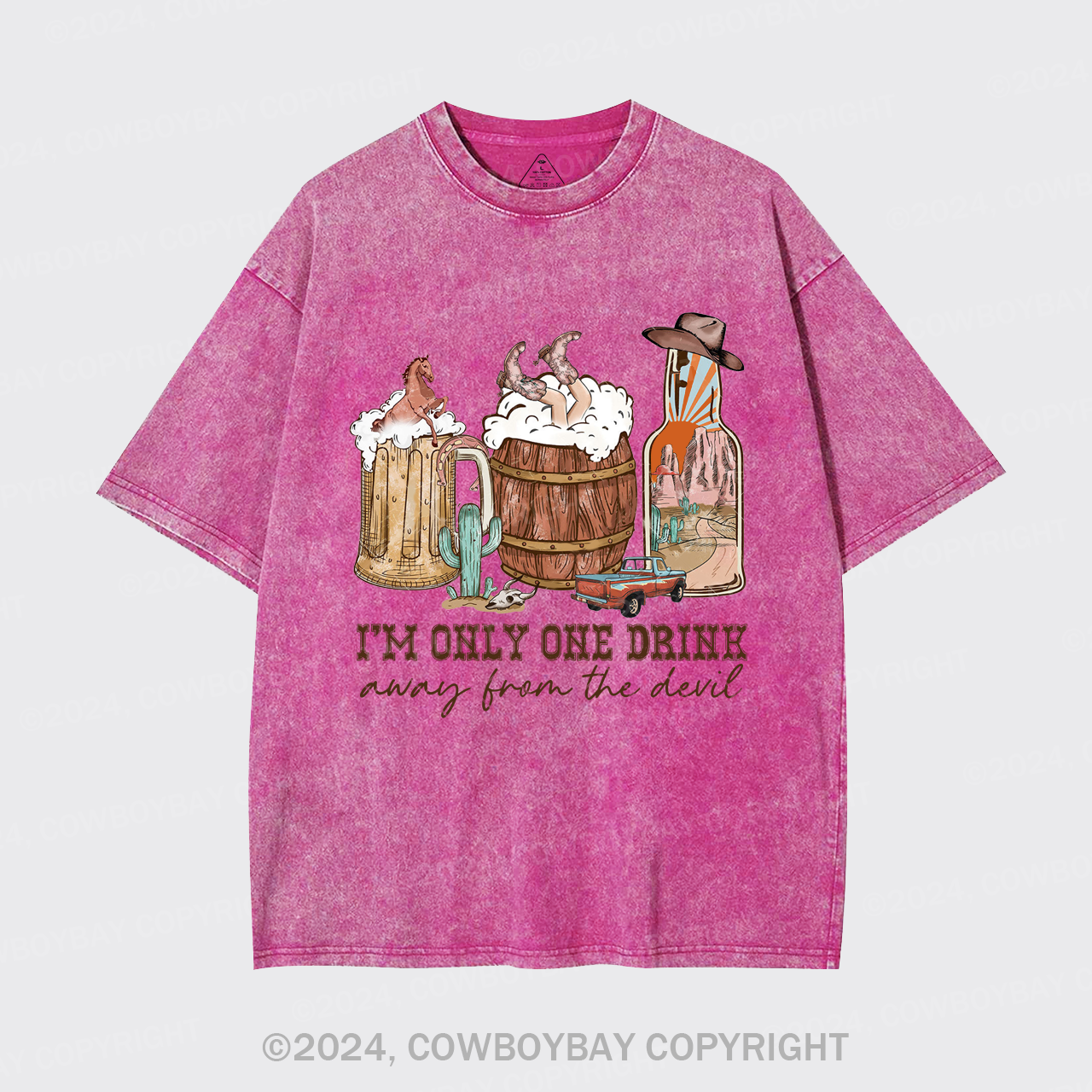 I'm Only One Drink Away From The Devil Garment-dye Tees