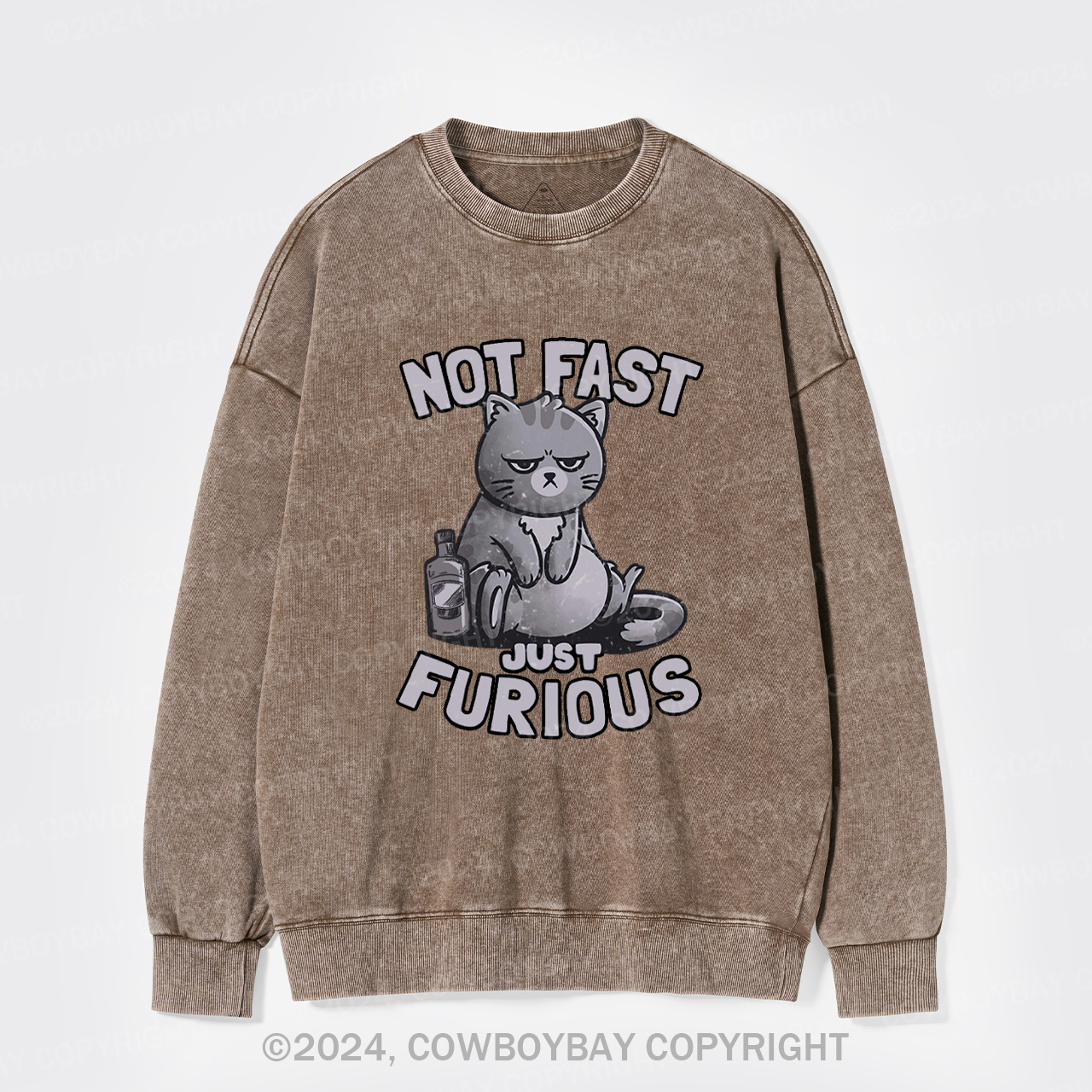 Not Fast Just Furious Cat Washed Sweatshirts