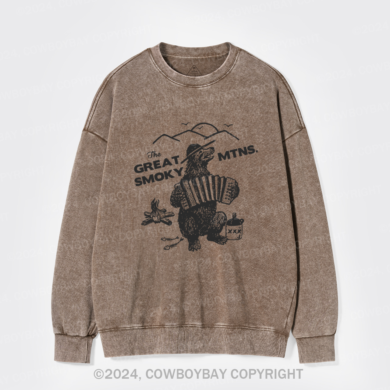 Smoky Bluegrass Grizzly Bear Washed Sweatshirts