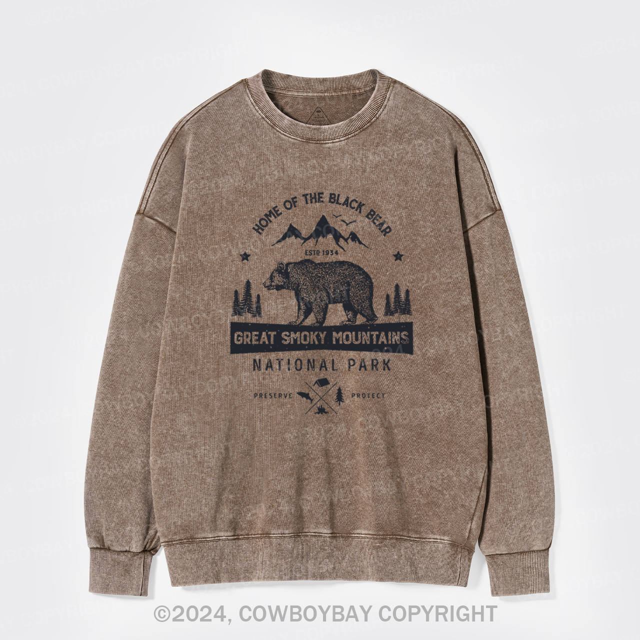 Great Smoky Mountains Home Of The Black Bear Washed Sweatshirts