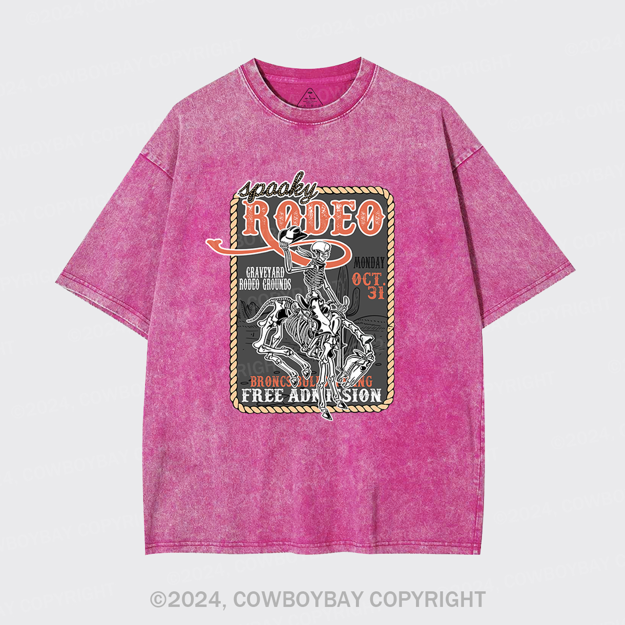 Funny Skeletons In Weird Rodeo Garment-dye Tees