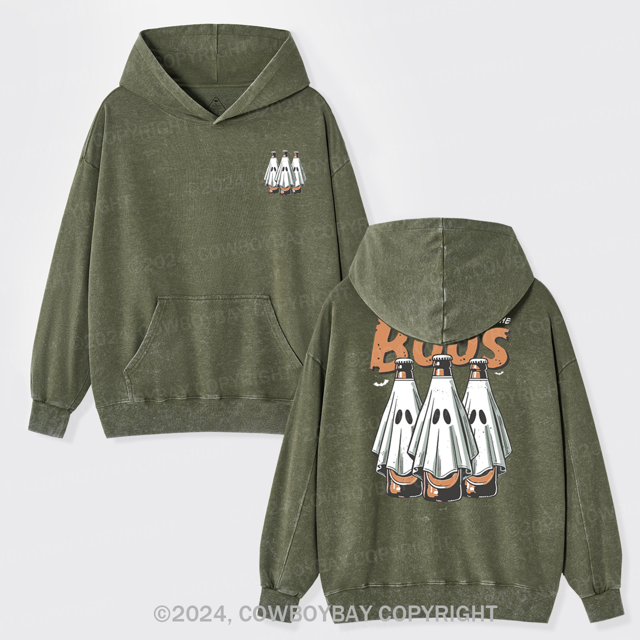 Halloween Just Here For The Boos Garment-Dye Hoodies