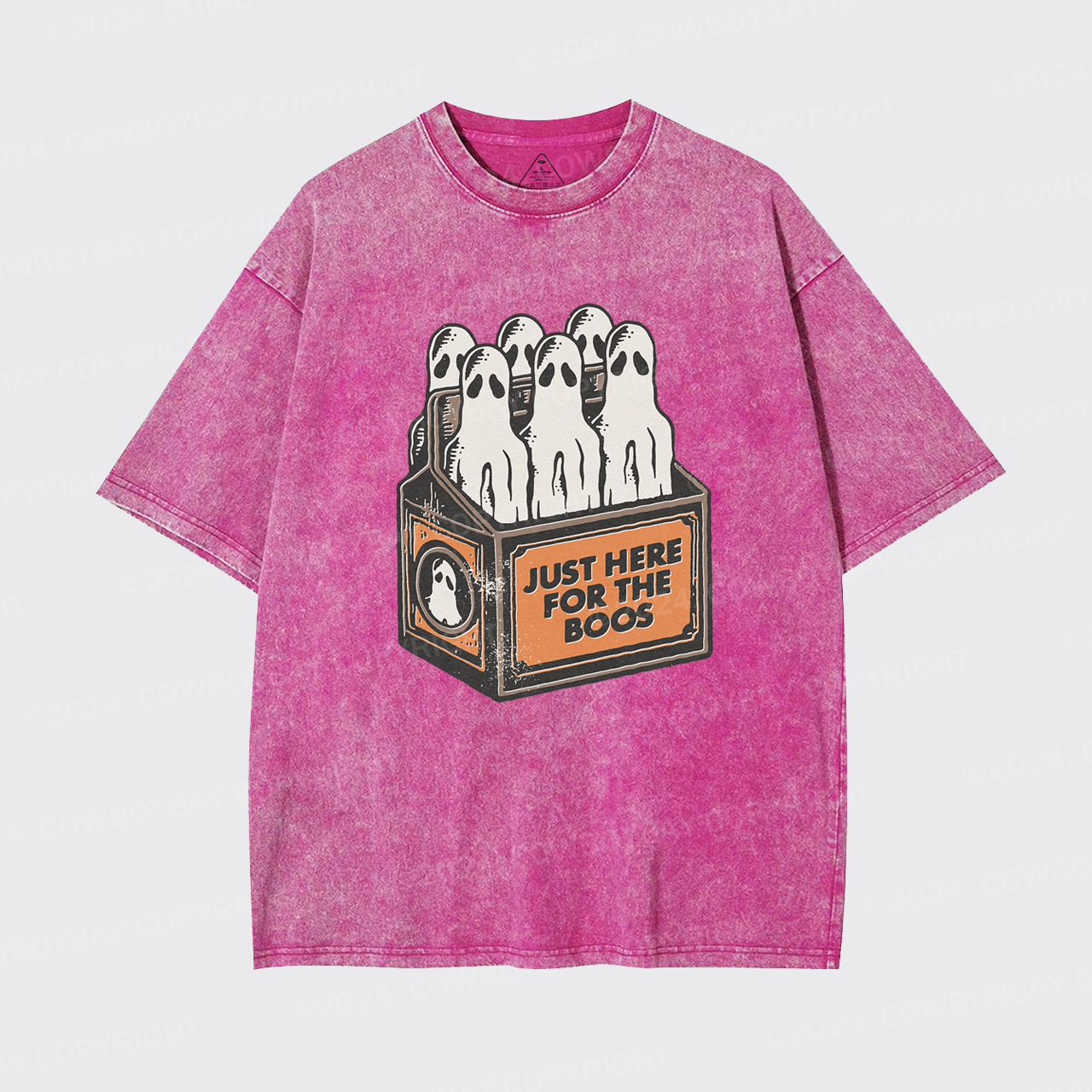 Here For The Boos 6 Pack Booze Ghost Beer Bottles Garment-dye Tees